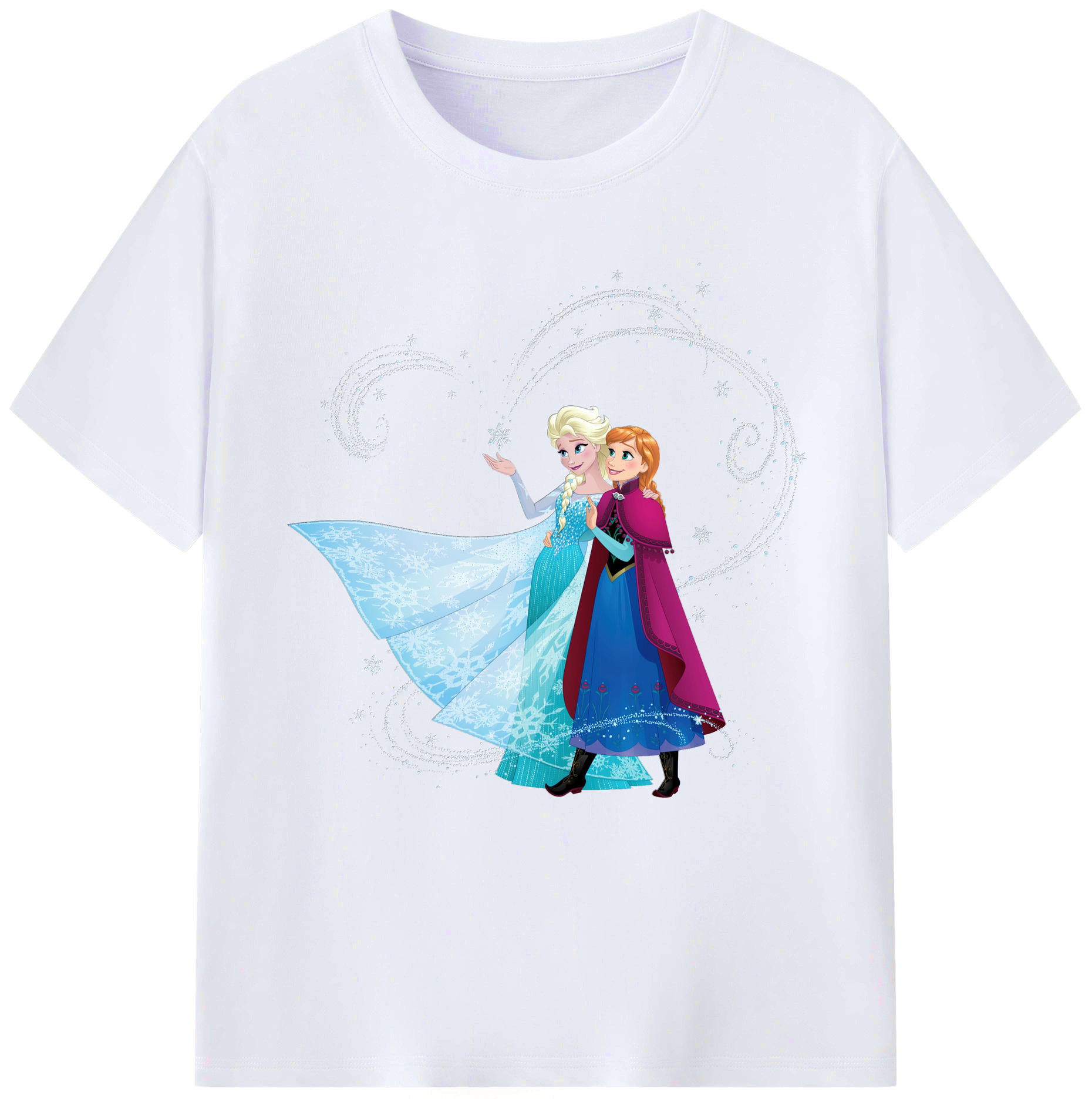 （画像用） アナと雪の女王 アンナ エルサ Frozen Anna Elsa レディースカジュアルプリントTシャツ（綿100％）