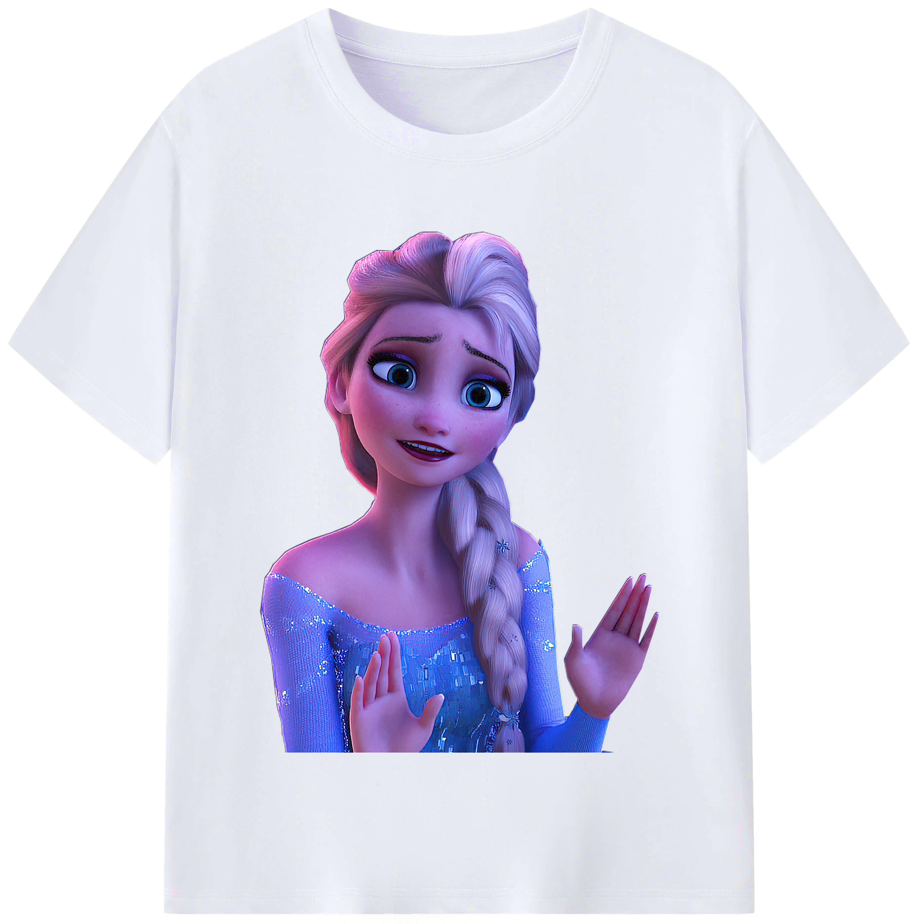 （画像用） アナと雪の女王 アンナ エルサ Frozen Anna Elsa レディースカジュアルプリントTシャツ（綿100％）