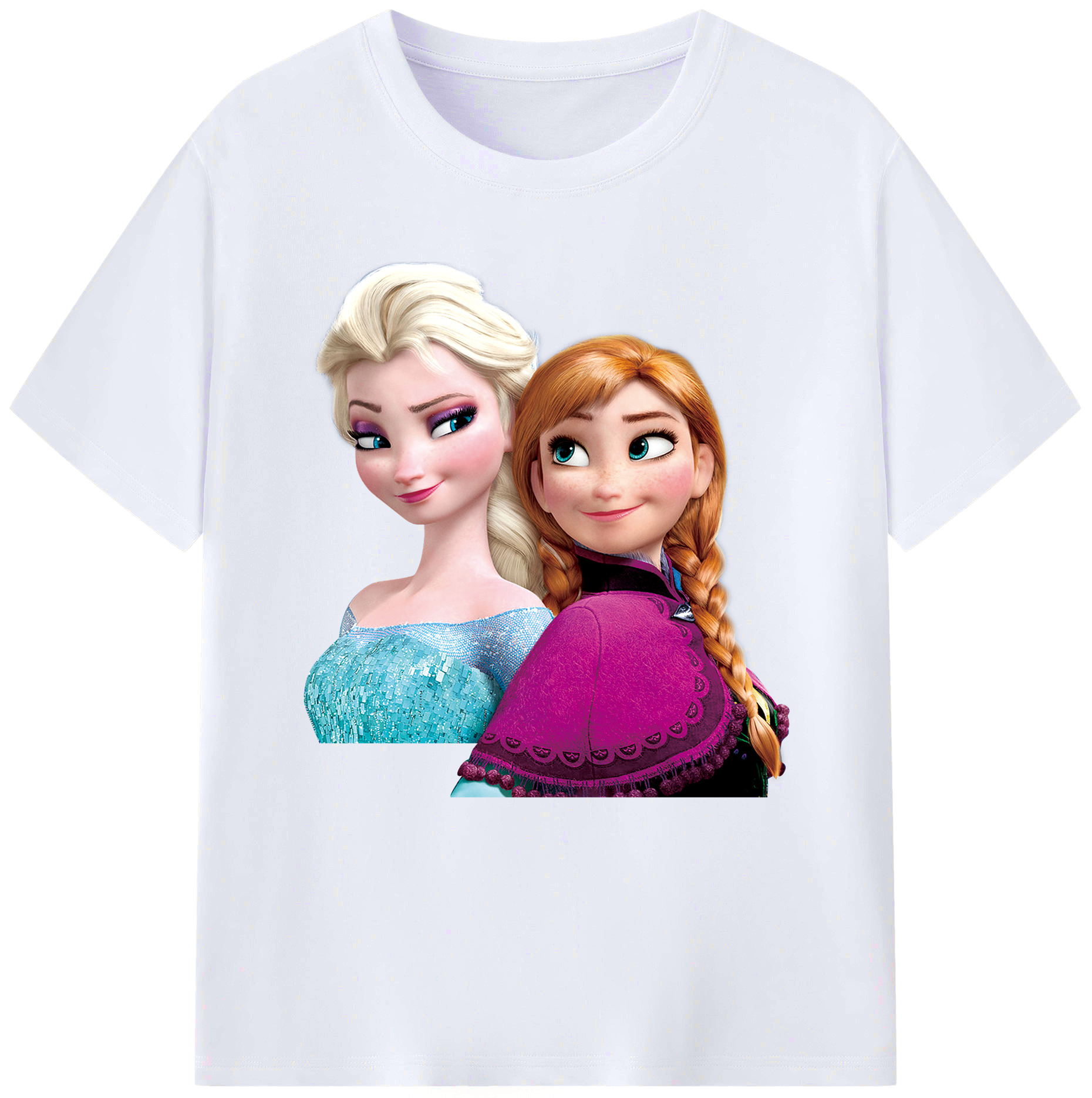 （画像用） アナと雪の女王 アンナ エルサ Frozen Anna Elsa レディースカジュアルプリントTシャツ（綿100％）
