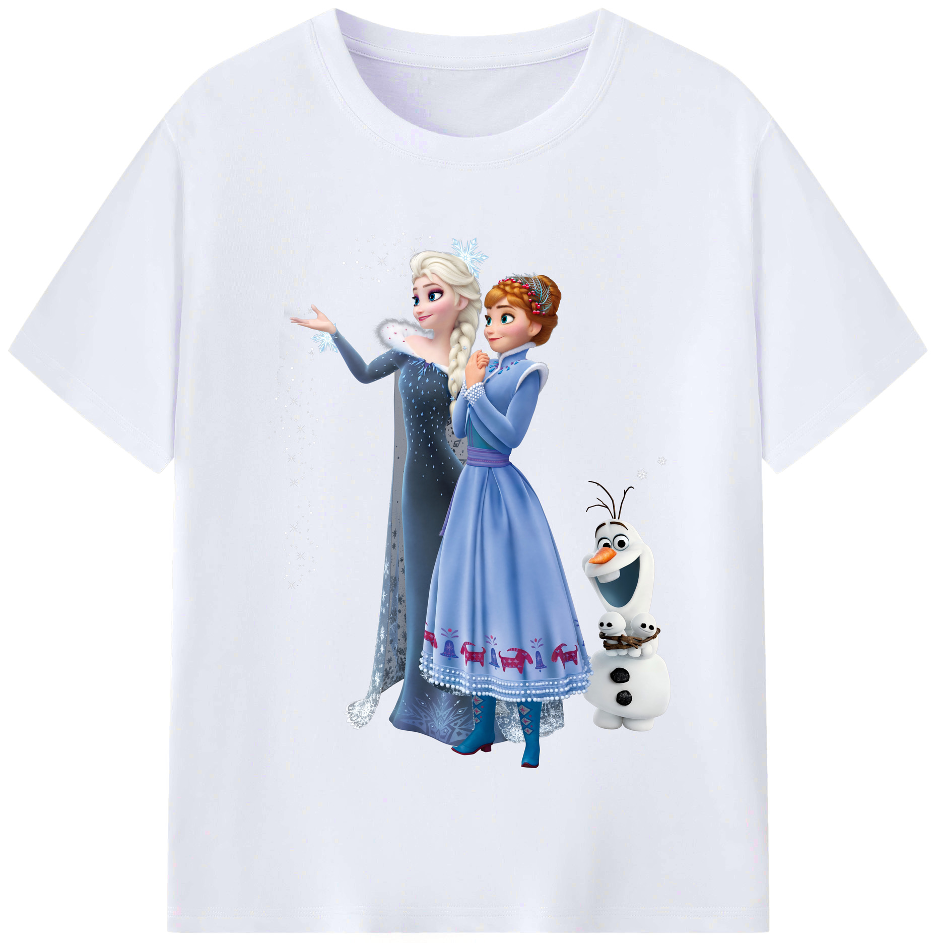 （画像用） アナと雪の女王 アンナ エルサ Frozen Anna Elsa レディースカジュアルプリントTシャツ（綿100％）