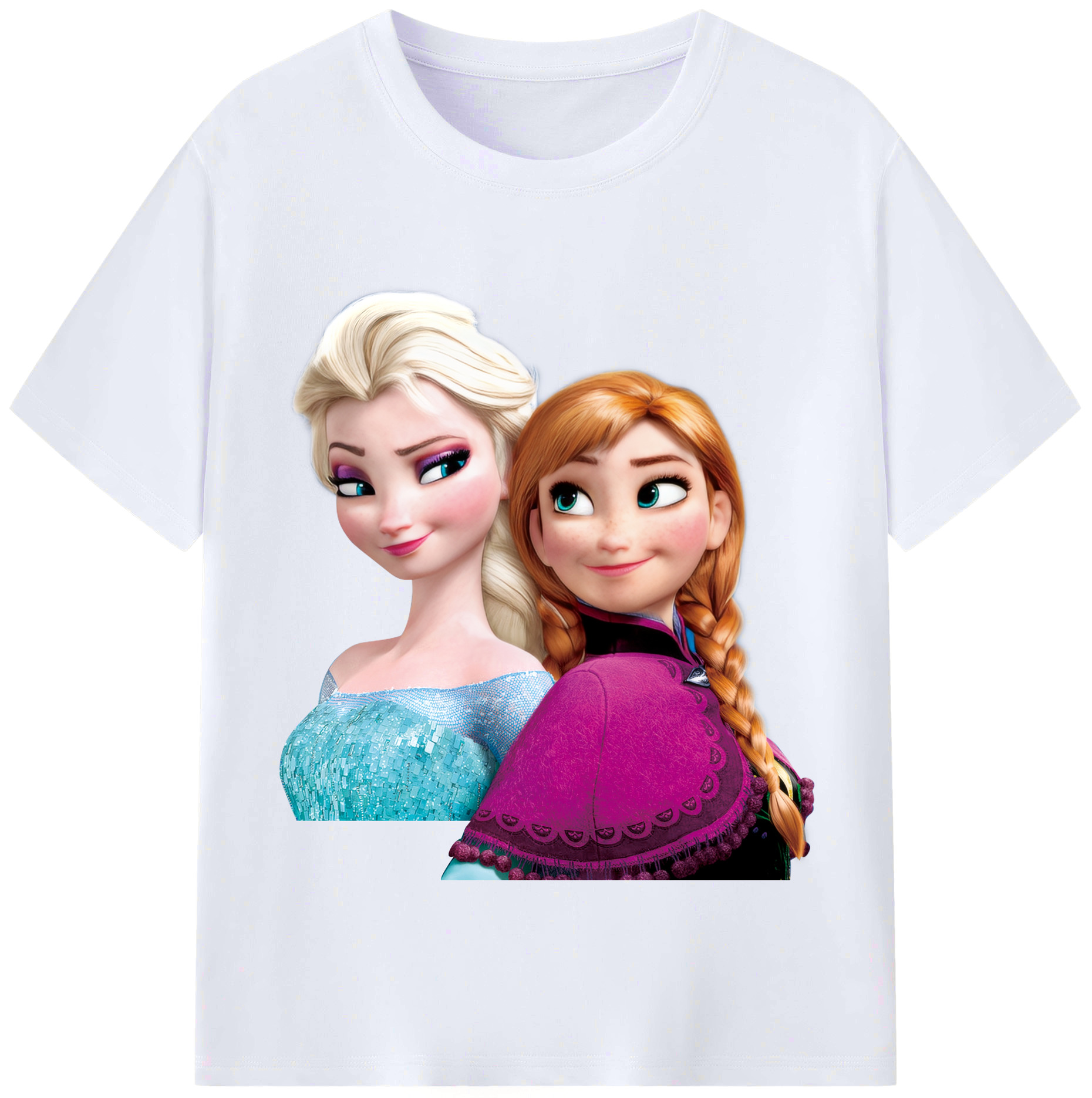 （画像用） アナと雪の女王 アンナ エルサ Frozen Anna Elsa レディースカジュアルプリントTシャツ（綿100％）