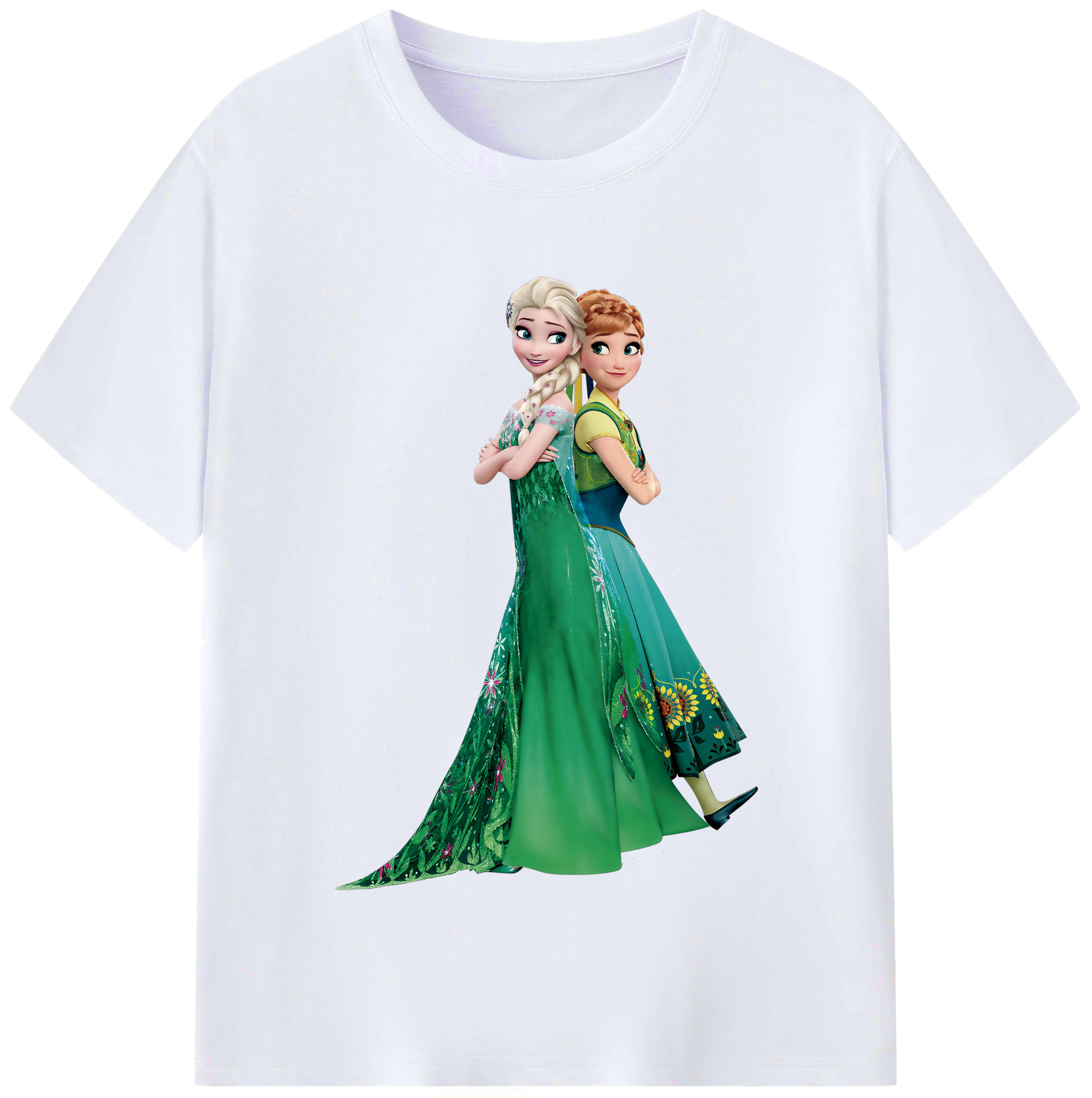 （画像用） アナと雪の女王 アンナ エルサ Frozen Anna Elsa レディースカジュアルプリントTシャツ（綿100％）