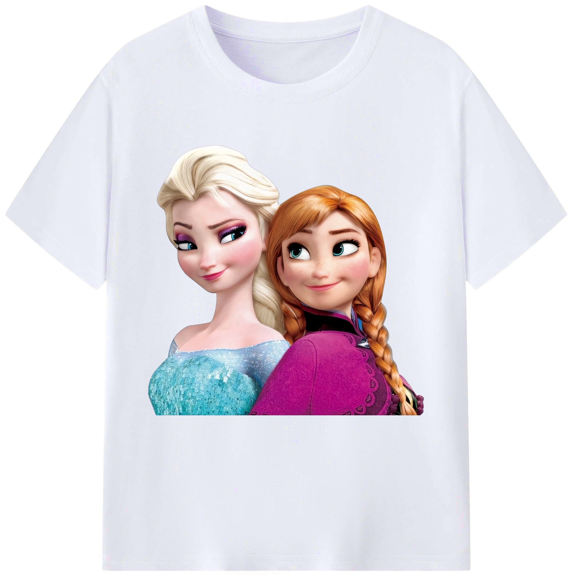 （画像用） アナと雪の女王 アンナ エルサ Frozen Anna Elsa レディースカジュアルプリントTシャツ（綿100％）