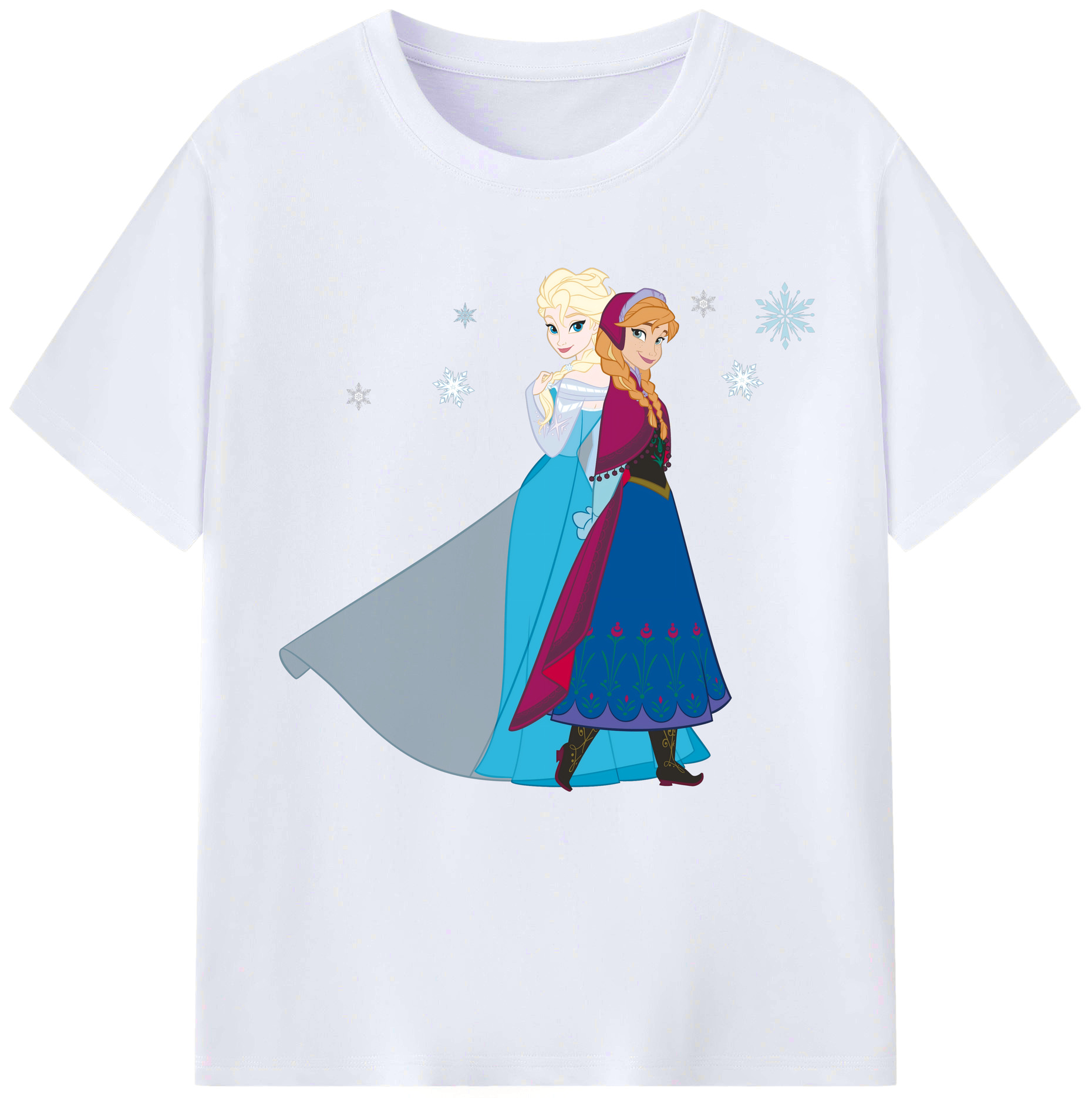 （画像用） アナと雪の女王 アンナ エルサ Frozen Anna Elsa レディースカジュアルプリントTシャツ（綿100％）