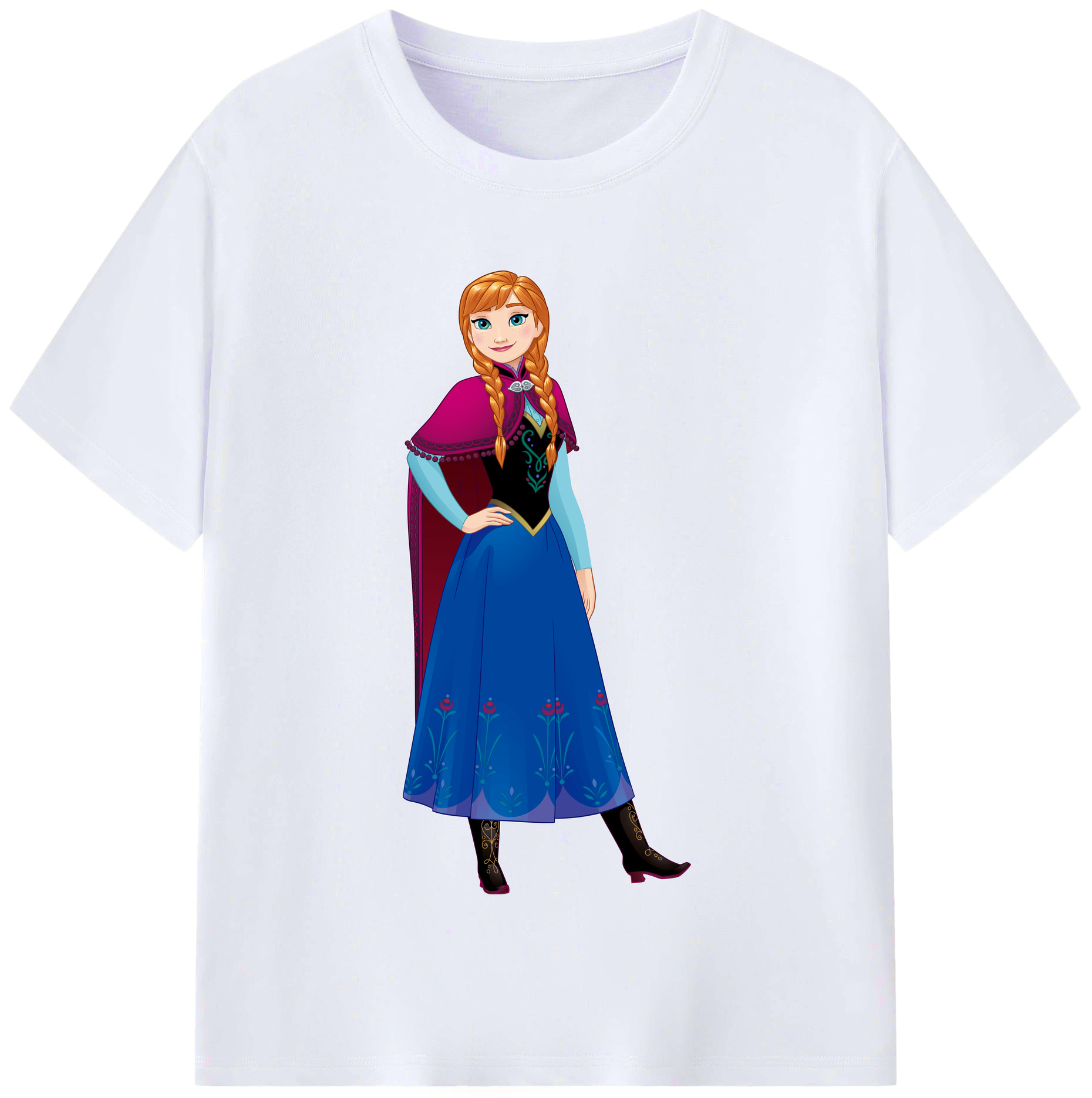 （画像用） アナと雪の女王 アンナ エルサ Frozen Anna Elsa レディースカジュアルプリントTシャツ（綿100％）