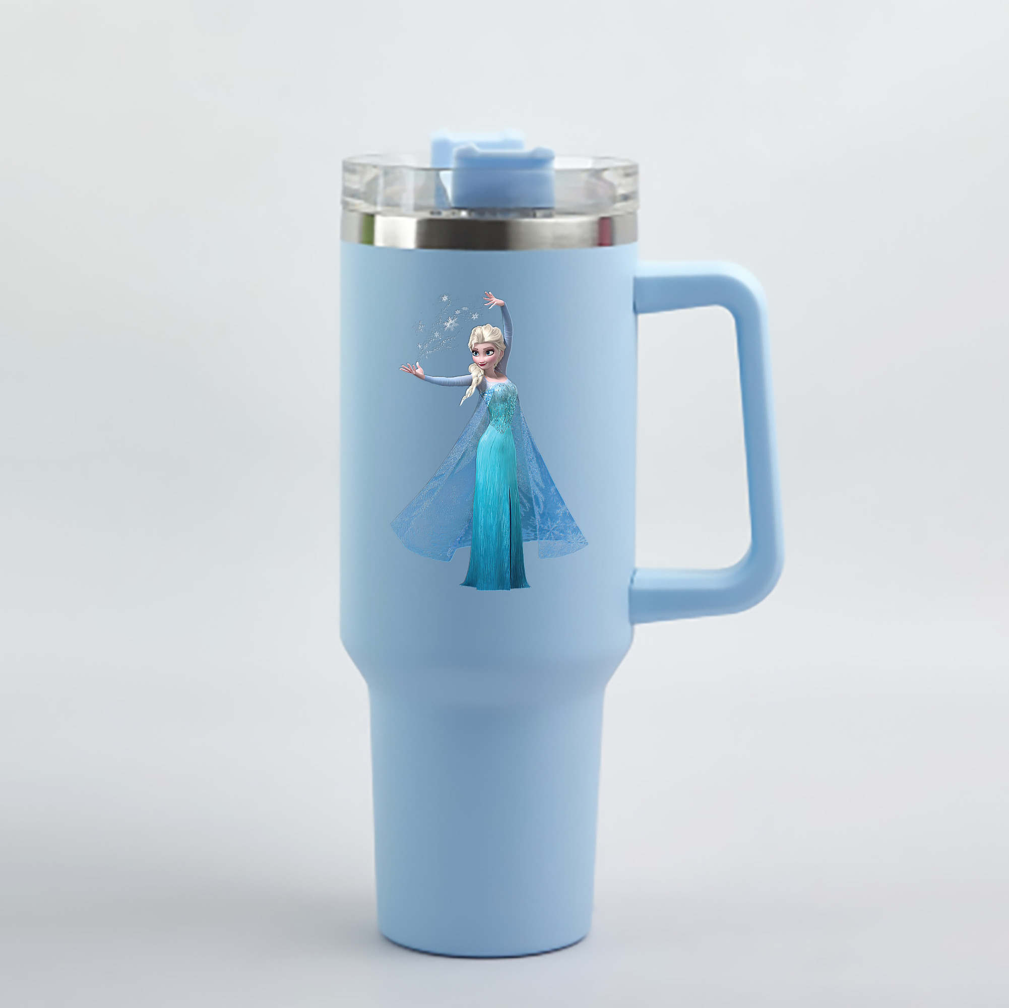（画像用） アナと雪の女王 アンナ エルサ Frozen Anna Elsa 1200mL車用タンブラー - クリスタルステッカー（プラスチックストロー付き）