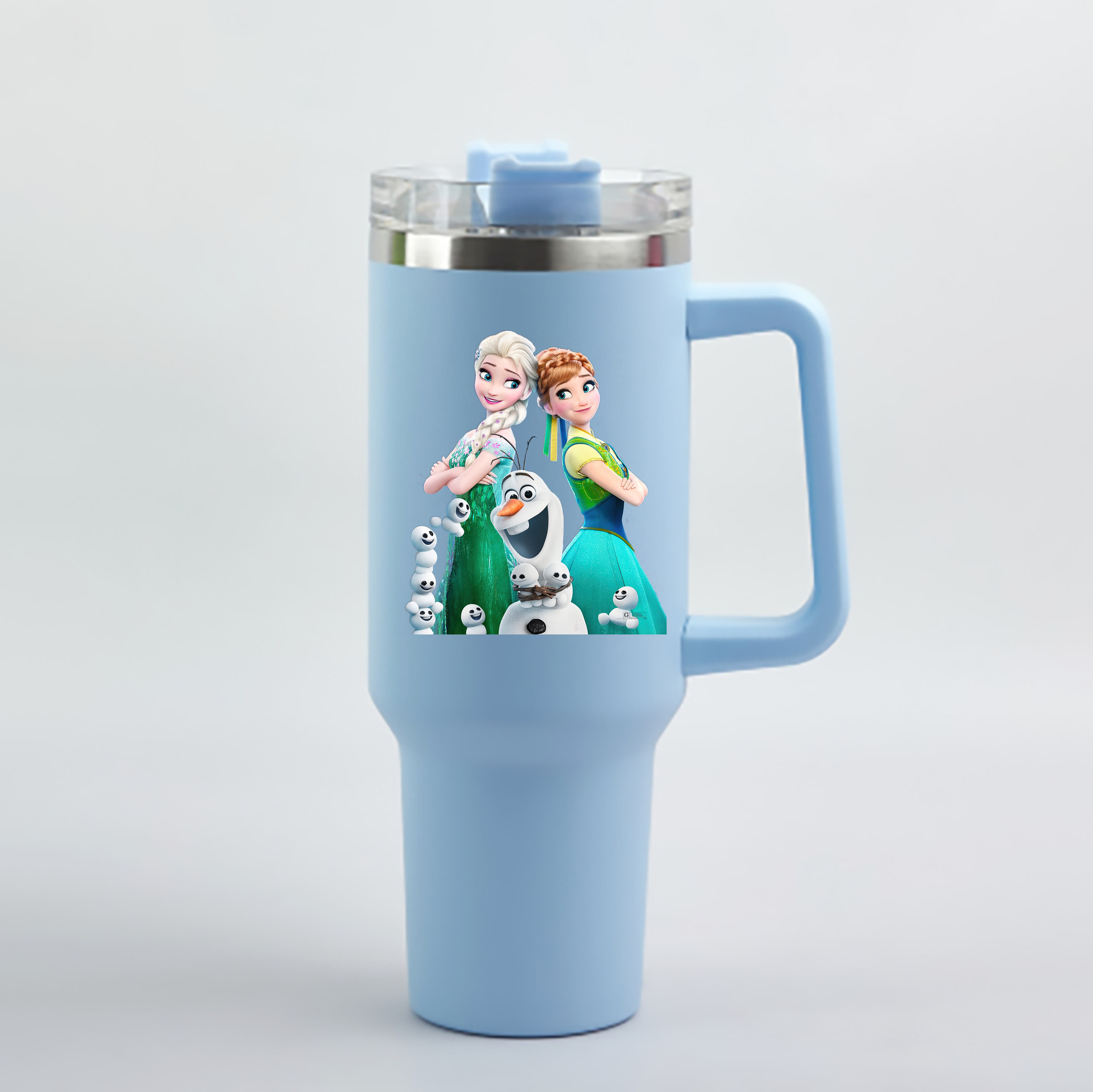 （画像用） アナと雪の女王 アンナ エルサ Frozen Anna Elsa 1200mL車用タンブラー - クリスタルステッカー（プラスチックストロー付き）
