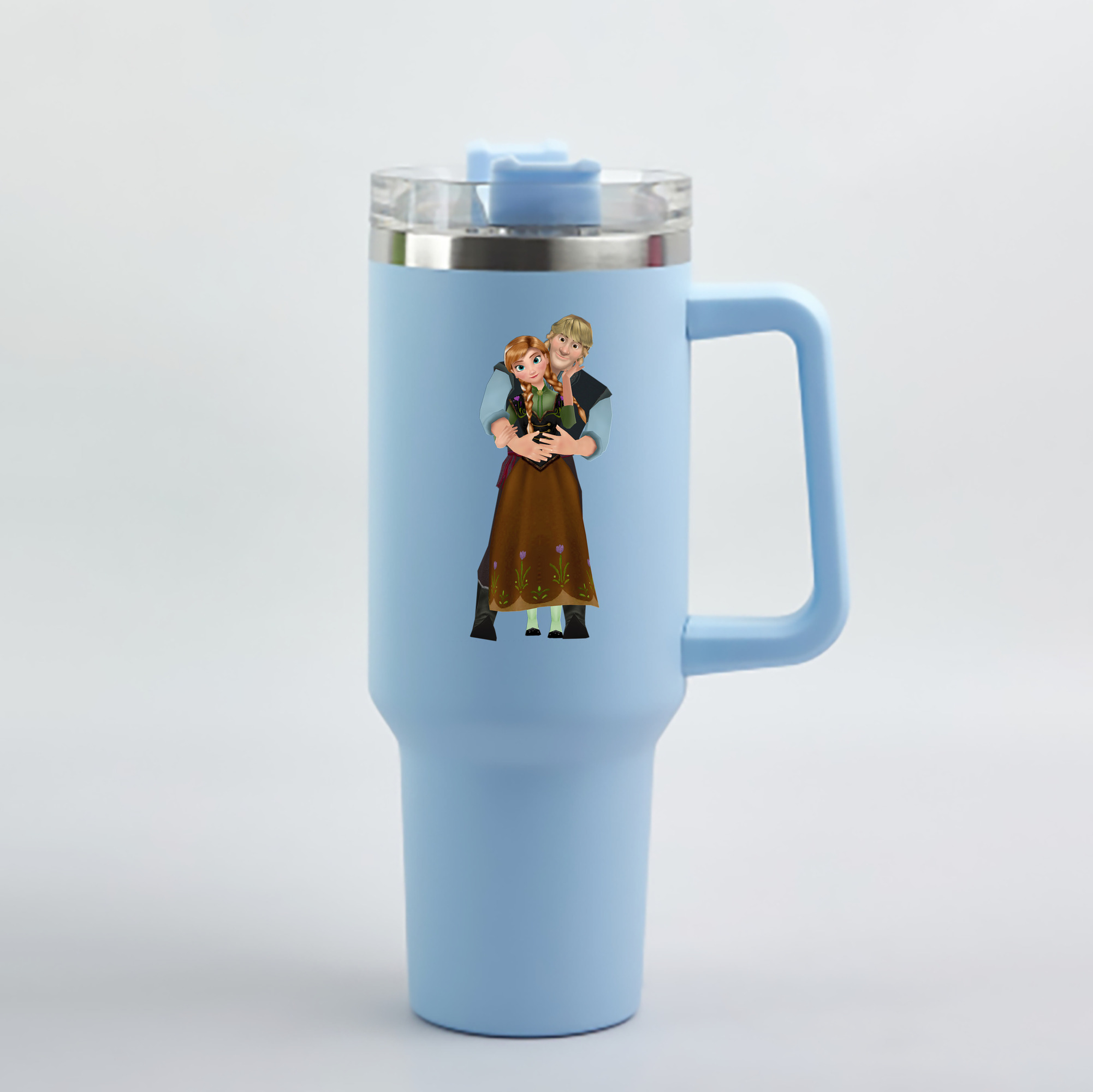（画像用） アナと雪の女王 アンナ エルサ Frozen Anna Elsa 1200mL車用タンブラー - クリスタルステッカー（プラスチックストロー付き）