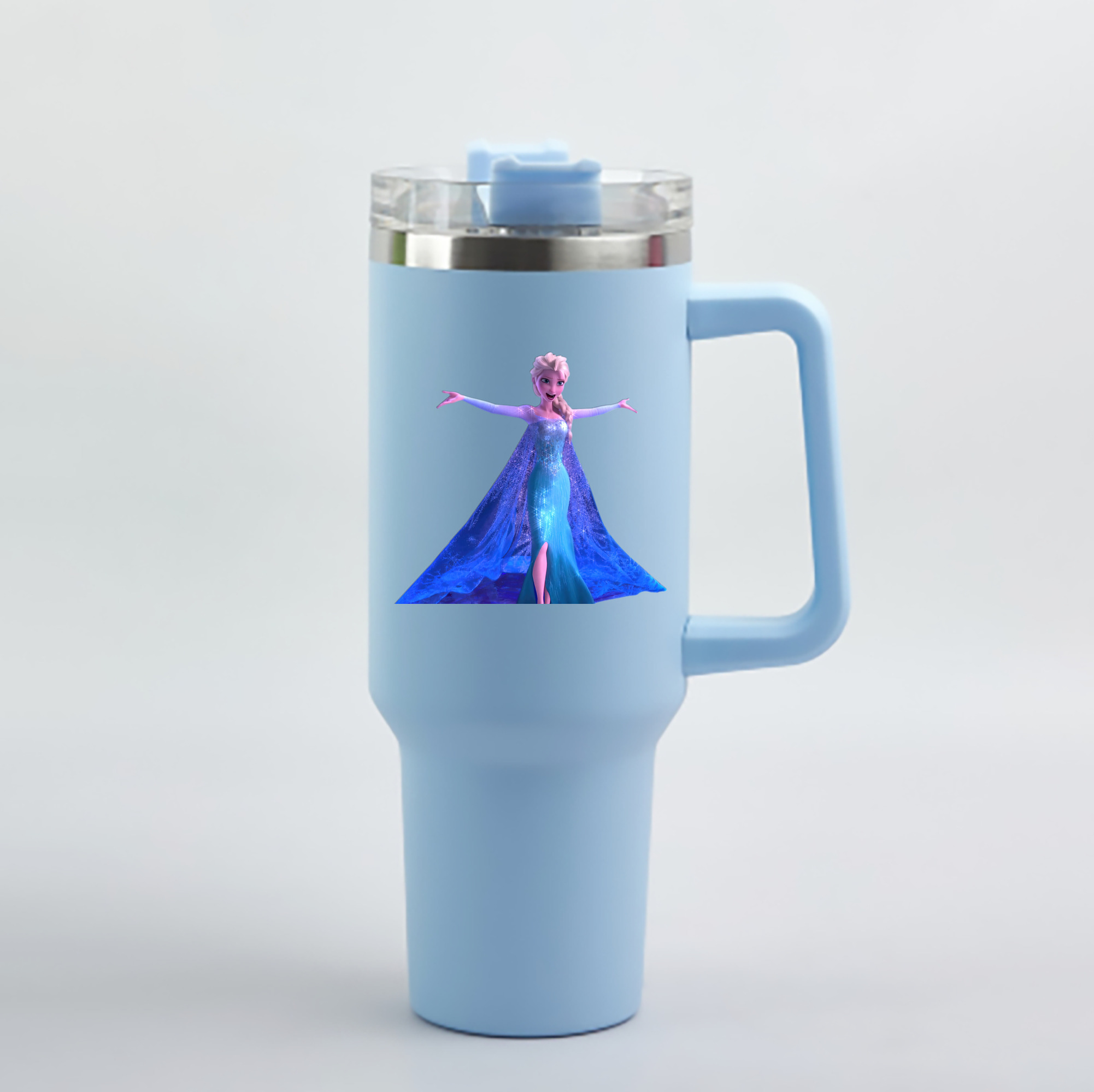 （画像用） アナと雪の女王 アンナ エルサ Frozen Anna Elsa 1200mL車用タンブラー - クリスタルステッカー（プラスチックストロー付き）