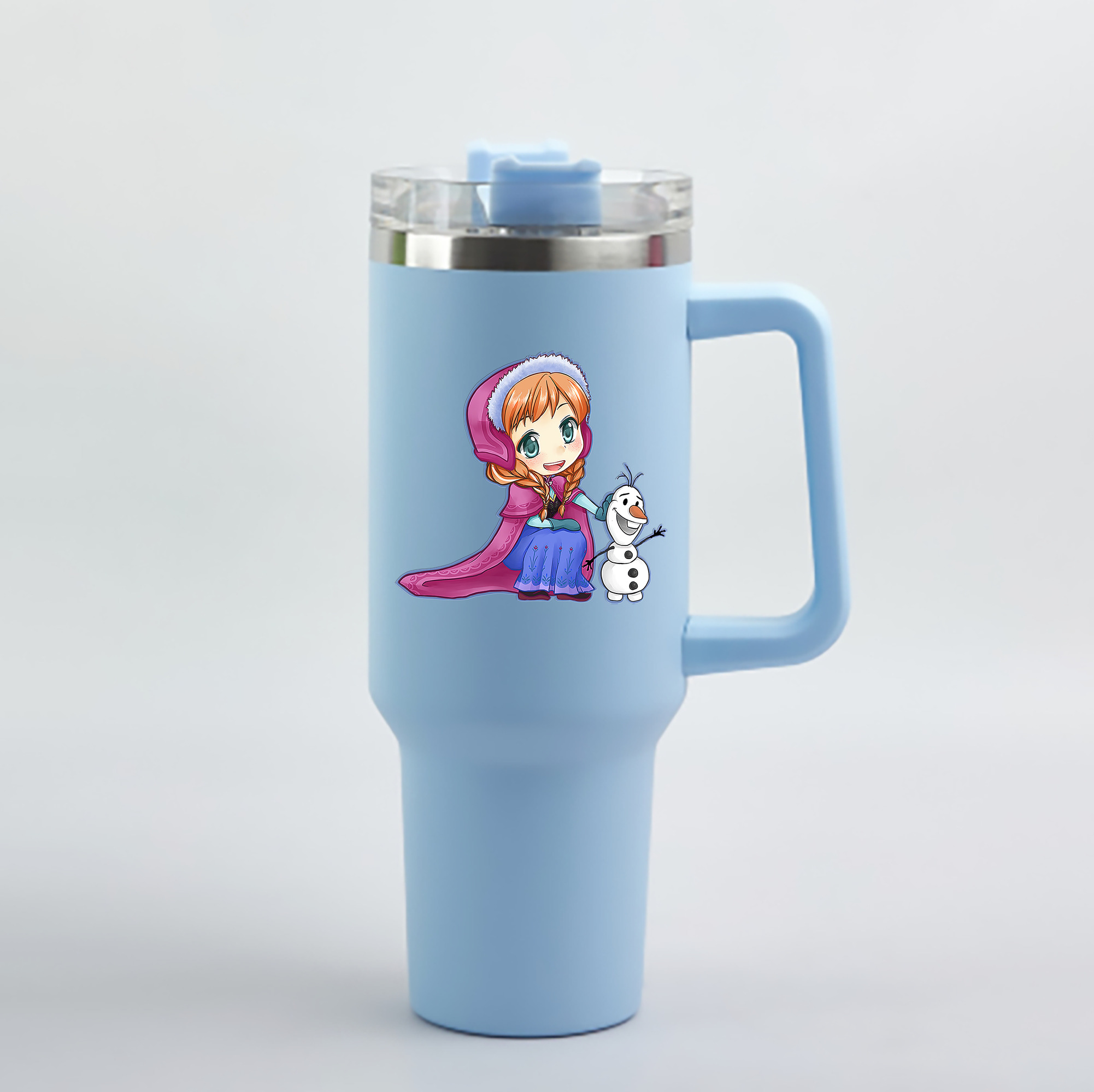 （画像用） アナと雪の女王 アンナ エルサ Frozen Anna Elsa 1200mL車用タンブラー - クリスタルステッカー（プラスチックストロー付き）