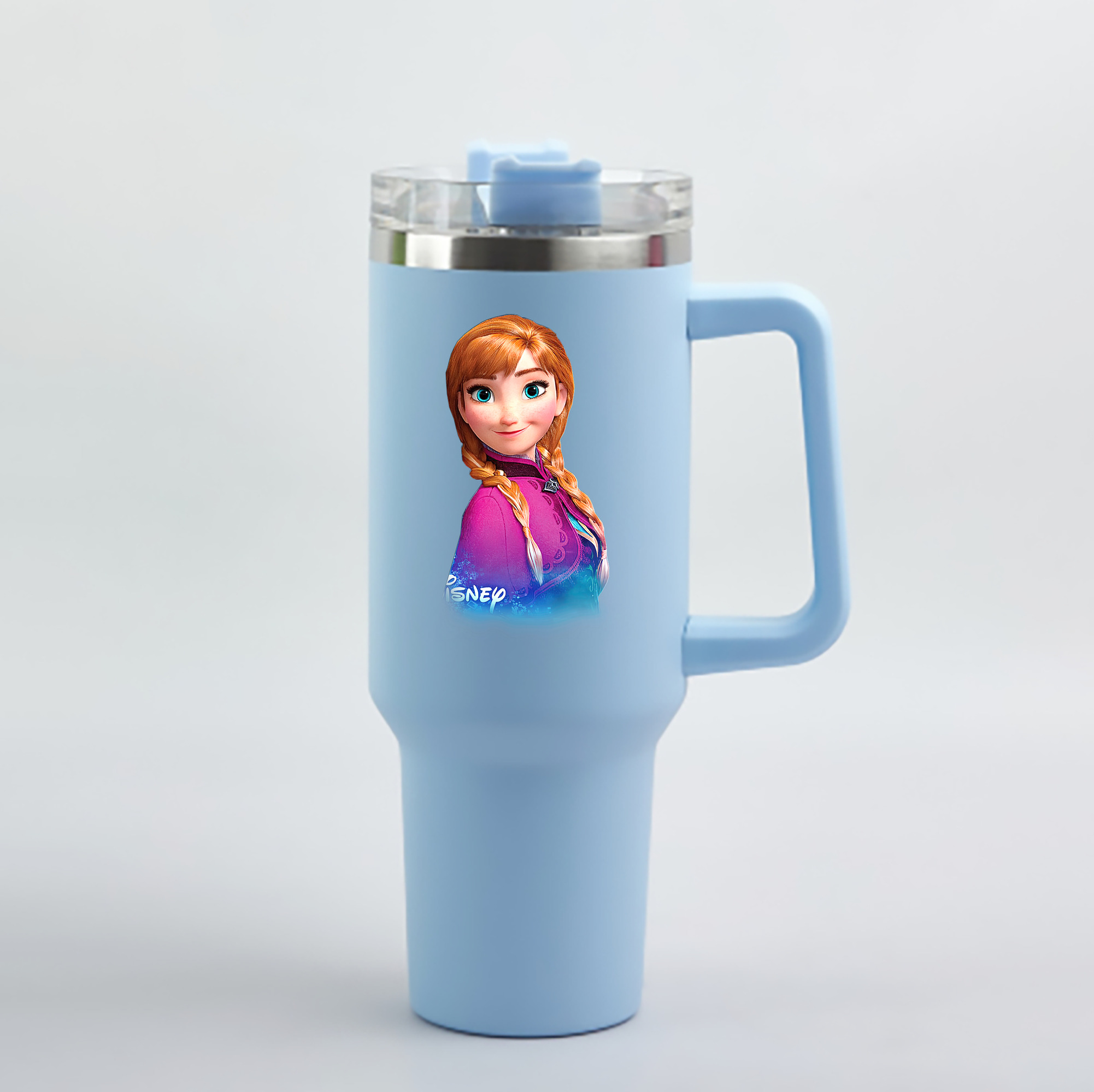 （画像用） アナと雪の女王 アンナ エルサ Frozen Anna Elsa 1200mL車用タンブラー - クリスタルステッカー（プラスチックストロー付き）