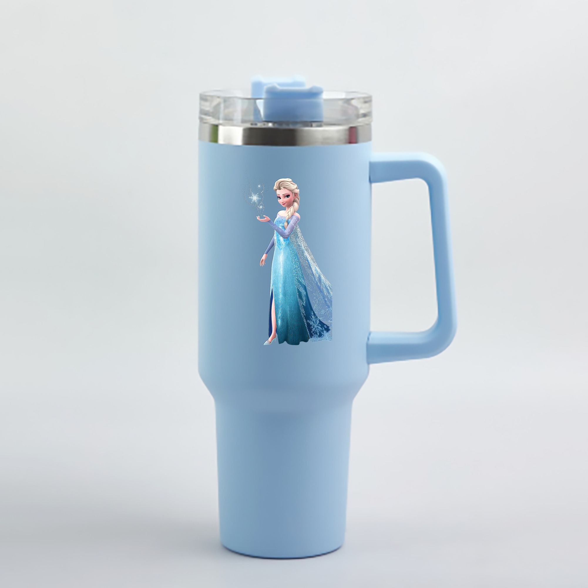 （画像用） アナと雪の女王 アンナ エルサ Frozen Anna Elsa 1200mL車用タンブラー - クリスタルステッカー（プラスチックストロー付き）