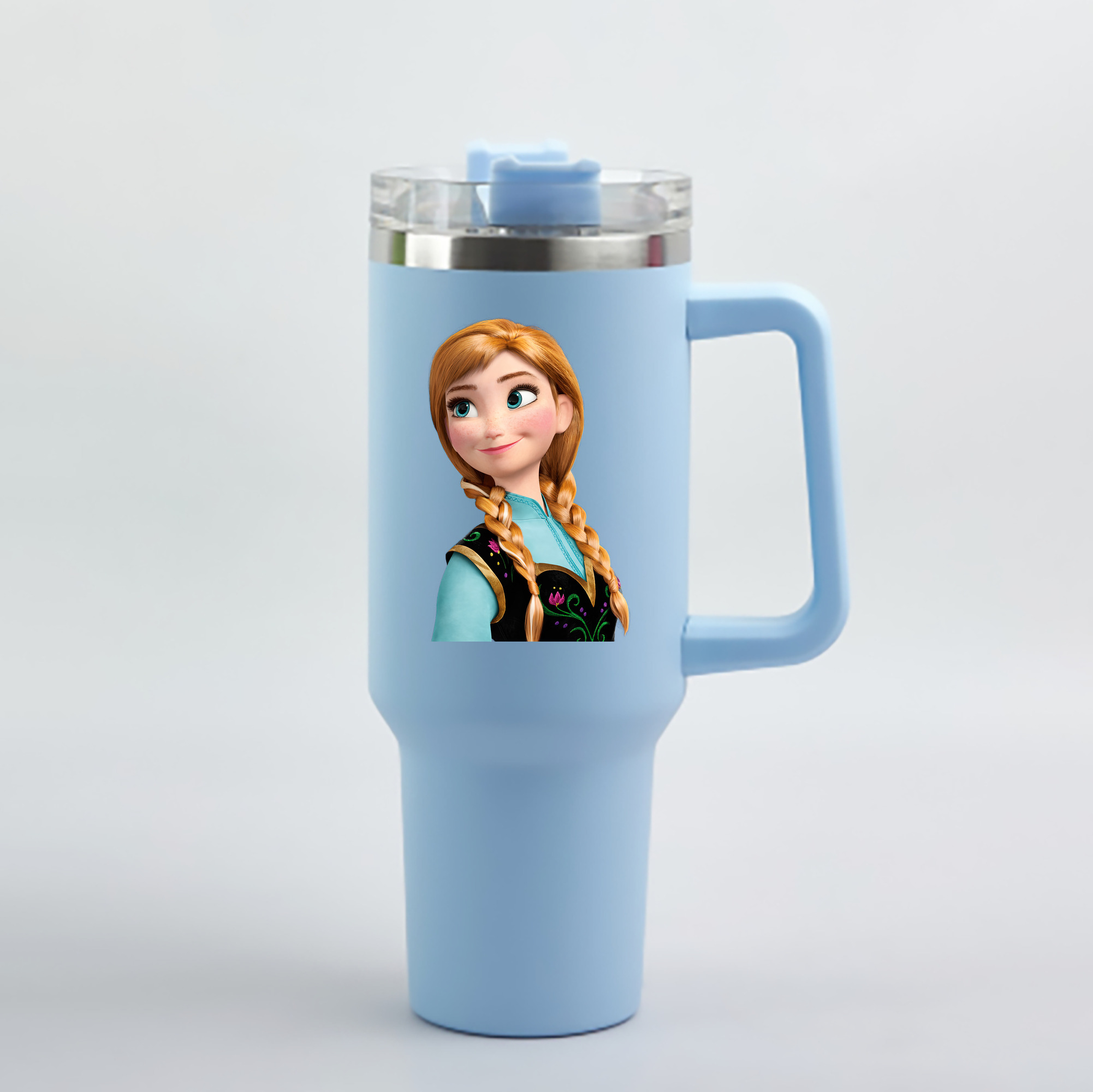 （画像用） アナと雪の女王 アンナ エルサ Frozen Anna Elsa 1200mL車用タンブラー - クリスタルステッカー（プラスチックストロー付き）