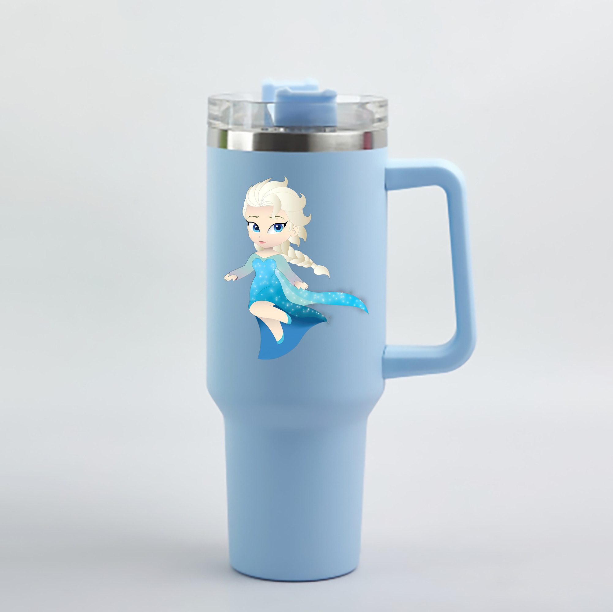 （画像用） アナと雪の女王 アンナ エルサ Frozen Anna Elsa 1200mL車用タンブラー - クリスタルステッカー（プラスチックストロー付き）