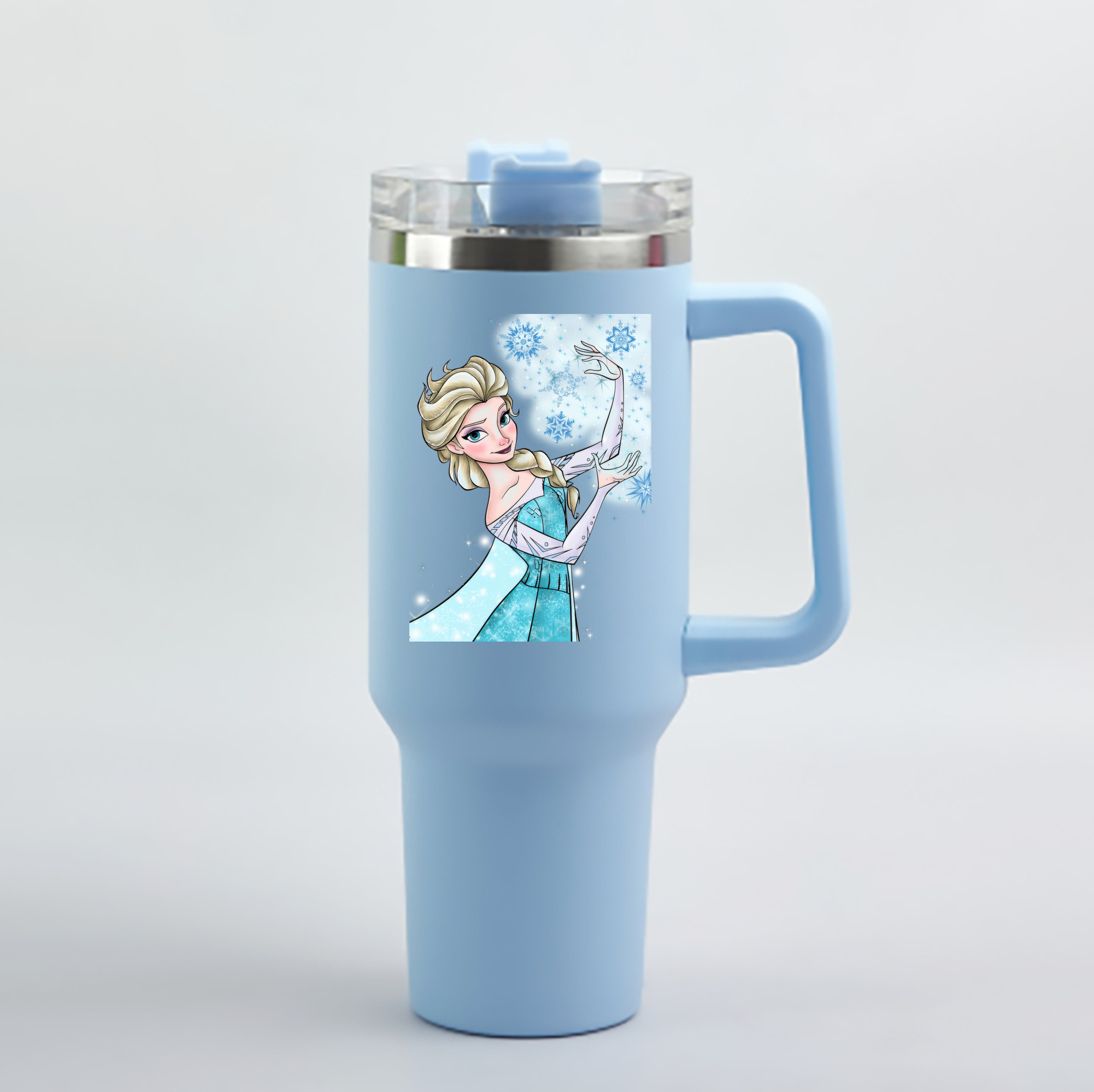 （画像用） アナと雪の女王 アンナ エルサ Frozen Anna Elsa 1200mL車用タンブラー - クリスタルステッカー（プラスチックストロー付き）