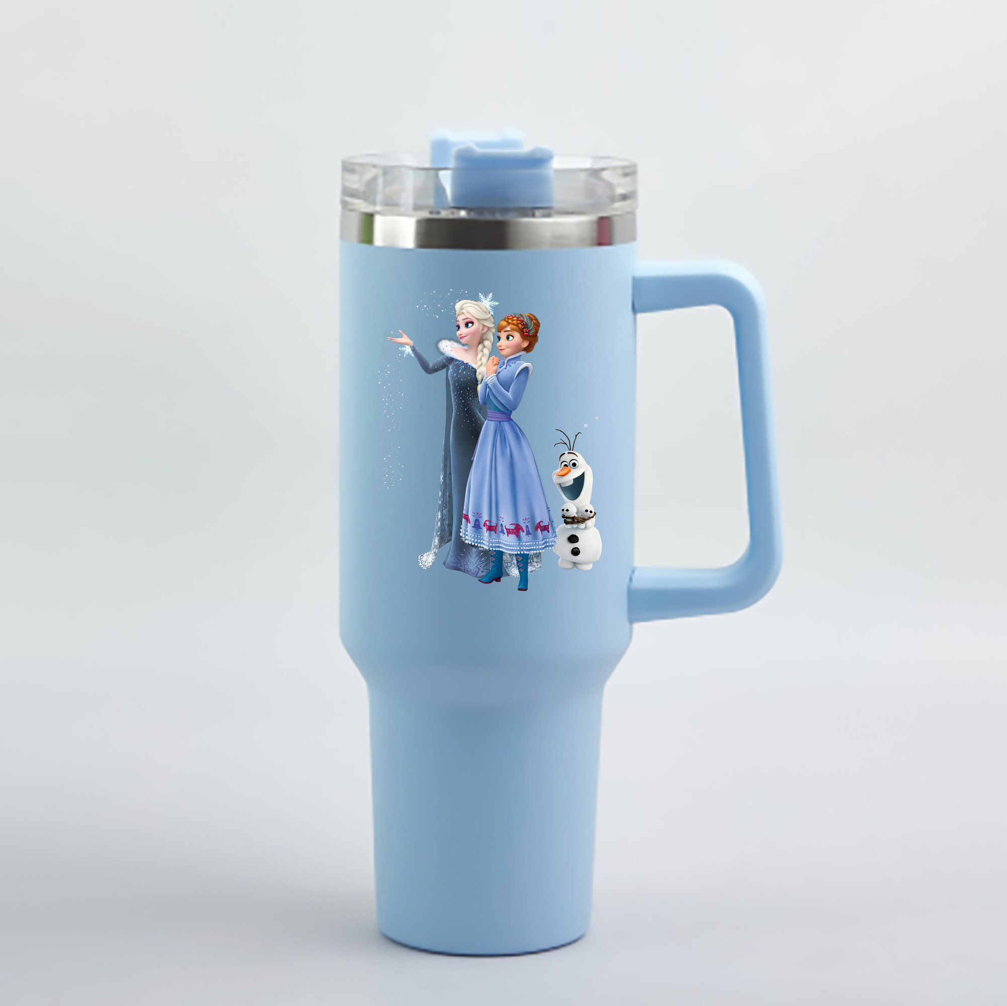（画像用） アナと雪の女王 アンナ エルサ Frozen Anna Elsa 1200mL車用タンブラー - クリスタルステッカー（プラスチックストロー付き）