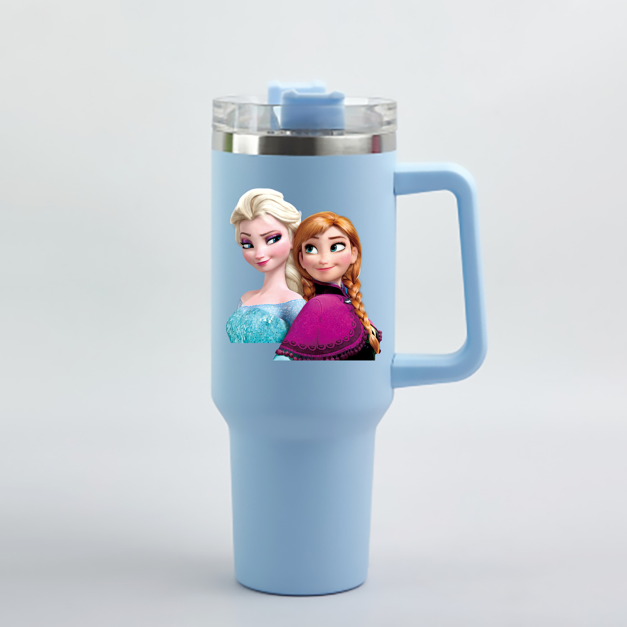 （画像用） アナと雪の女王 アンナ エルサ Frozen Anna Elsa 1200mL車用タンブラー - クリスタルステッカー（プラスチックストロー付き）