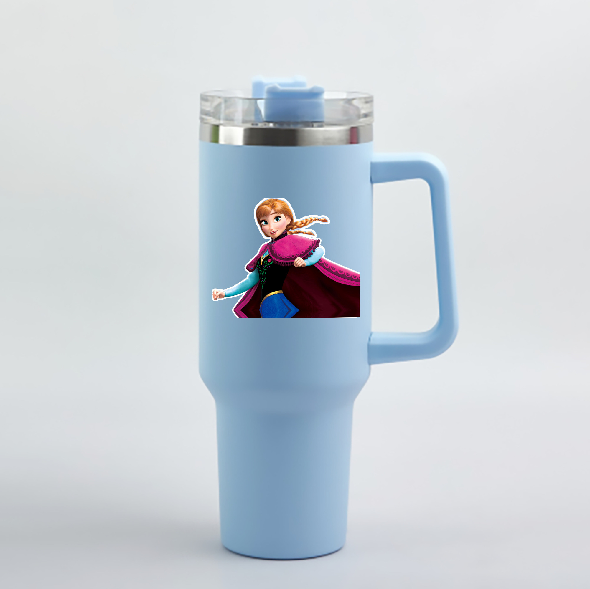 （画像用） アナと雪の女王 アンナ エルサ Frozen Anna Elsa 1200mL車用タンブラー - クリスタルステッカー（プラスチックストロー付き）
