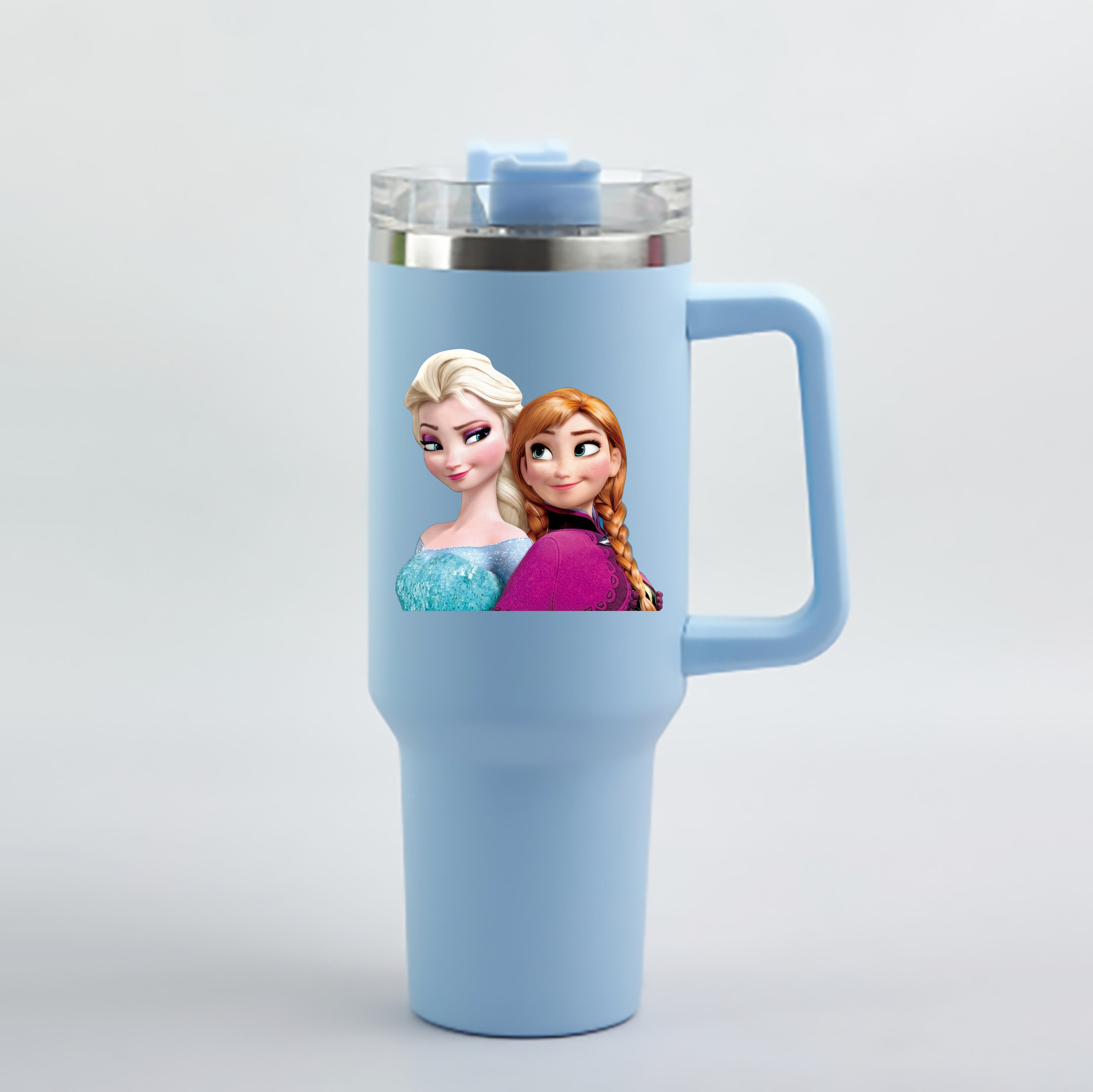 （画像用） アナと雪の女王 アンナ エルサ Frozen Anna Elsa 1200mL車用タンブラー - クリスタルステッカー（プラスチックストロー付き）