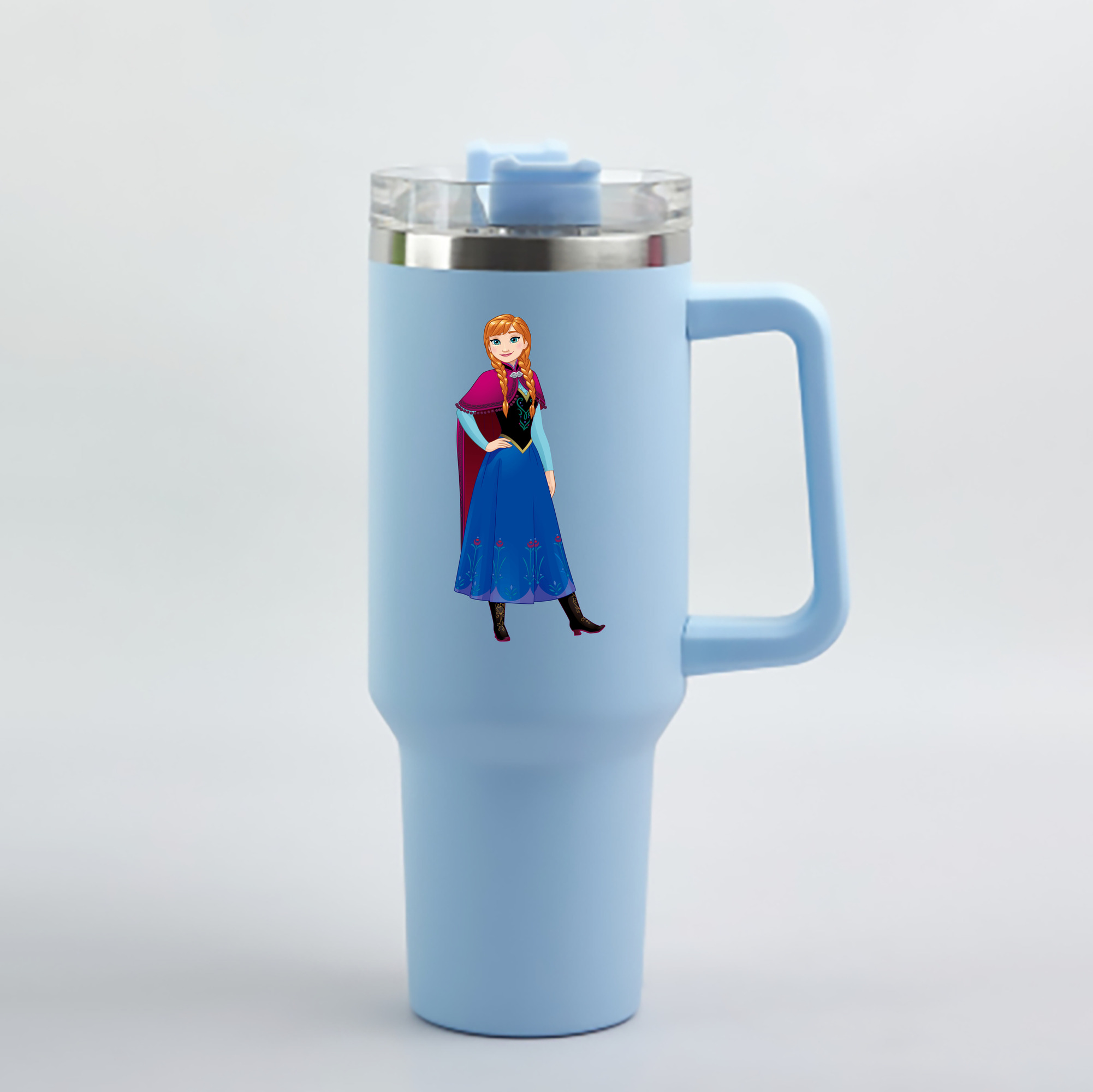 （画像用） アナと雪の女王 アンナ エルサ Frozen Anna Elsa 1200mL車用タンブラー - クリスタルステッカー（プラスチックストロー付き）