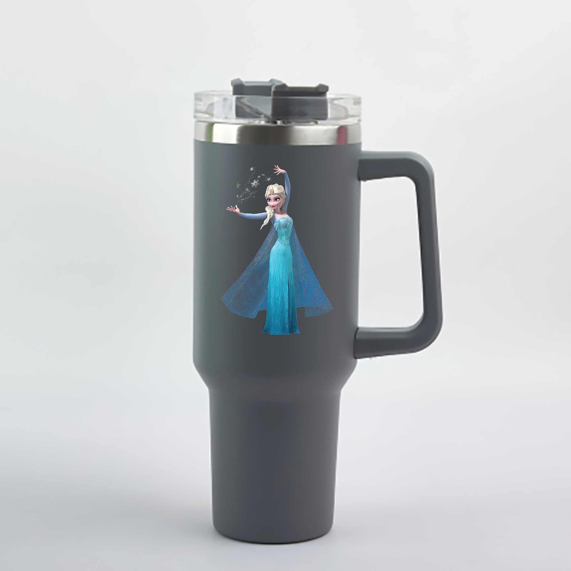 （画像用） アナと雪の女王 アンナ エルサ Frozen Anna Elsa 1200mL車用タンブラー - クリスタルステッカー（プラスチックストロー付き）