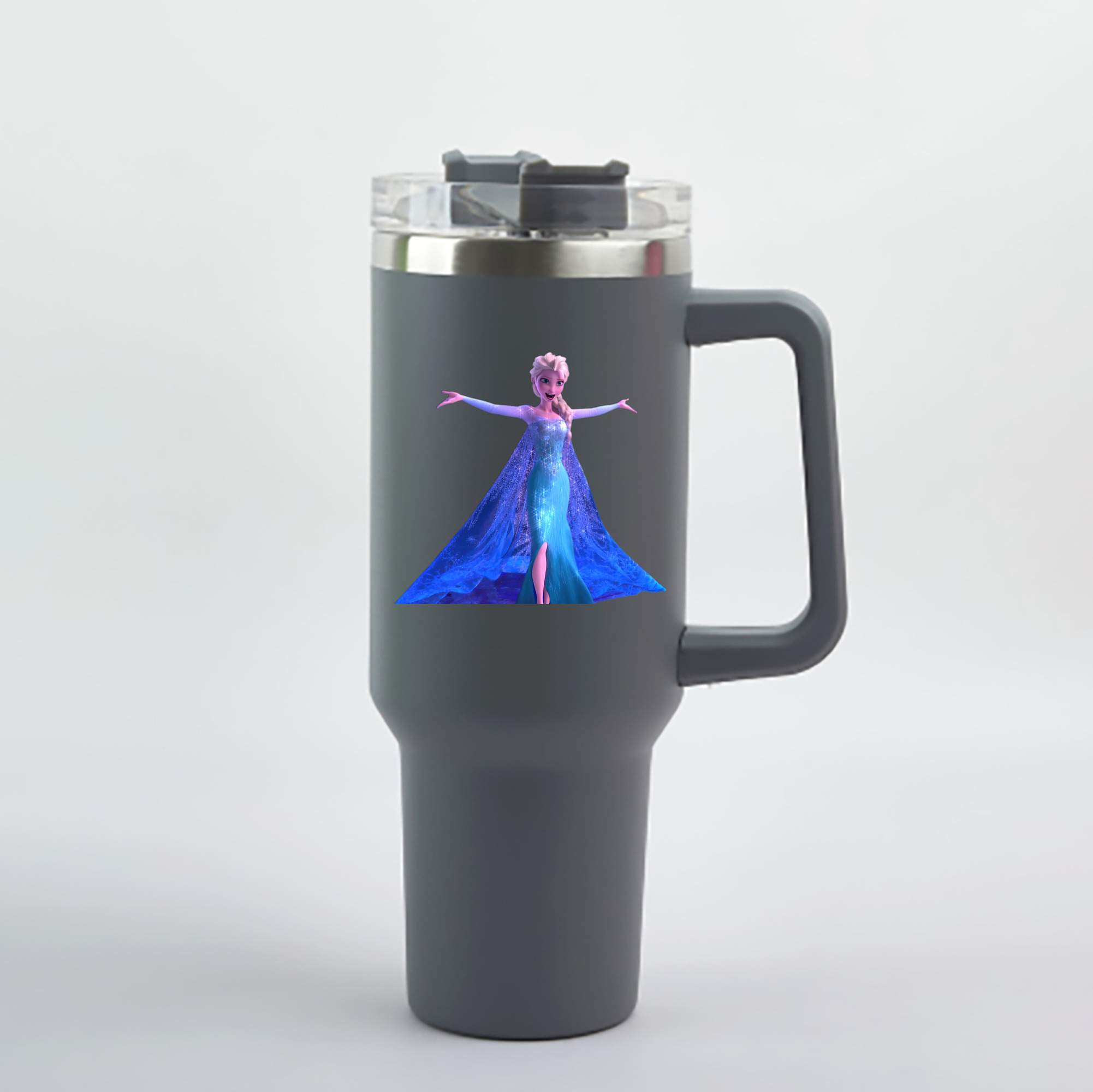 （画像用） アナと雪の女王 アンナ エルサ Frozen Anna Elsa 1200mL車用タンブラー - クリスタルステッカー（プラスチックストロー付き）