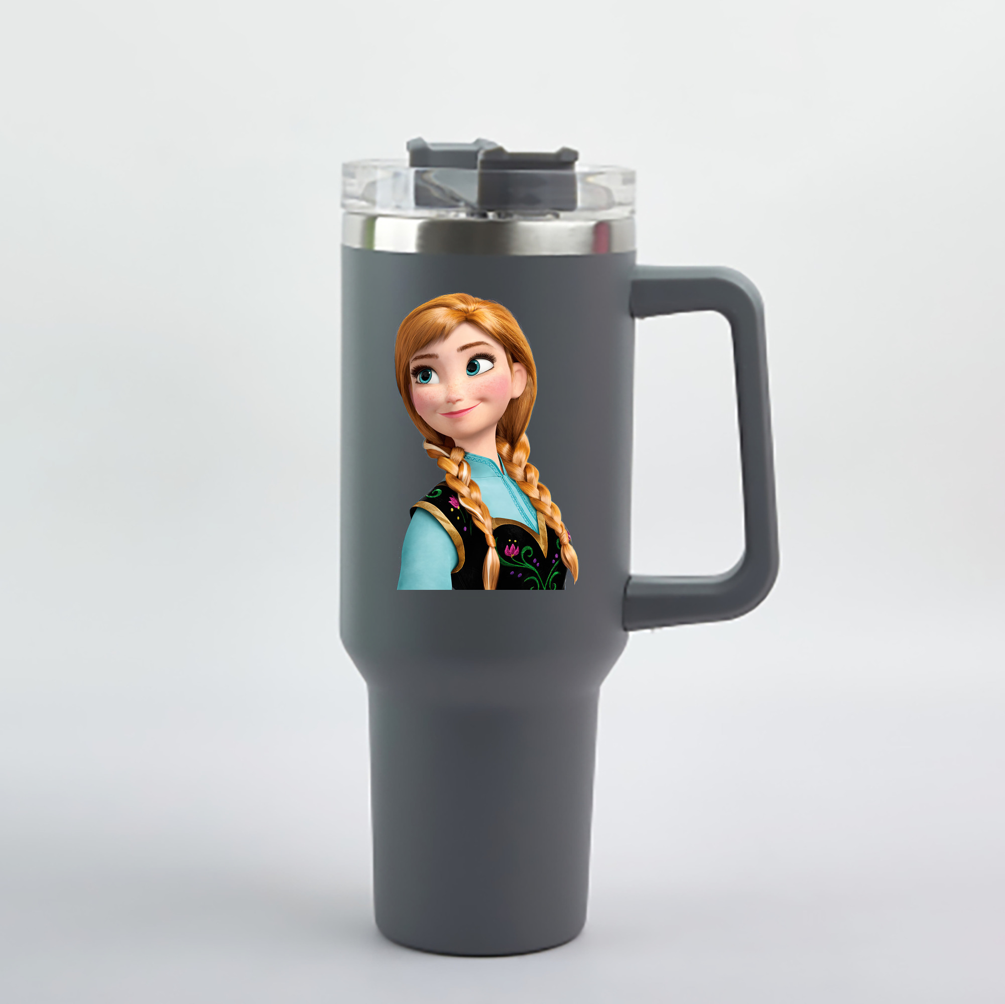 （画像用） アナと雪の女王 アンナ エルサ Frozen Anna Elsa 1200mL車用タンブラー - クリスタルステッカー（プラスチックストロー付き）