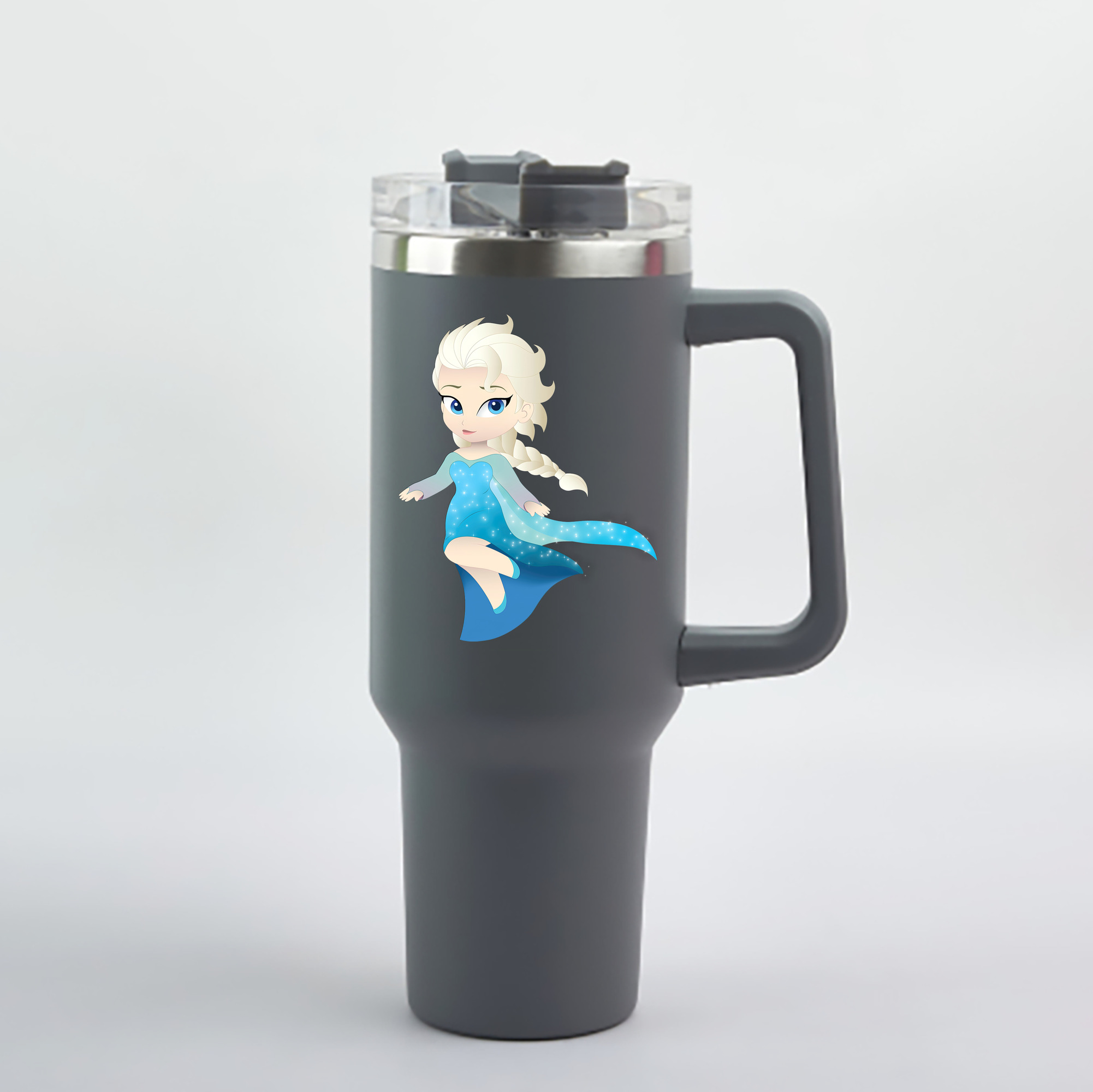 （画像用） アナと雪の女王 アンナ エルサ Frozen Anna Elsa 1200mL車用タンブラー - クリスタルステッカー（プラスチックストロー付き）
