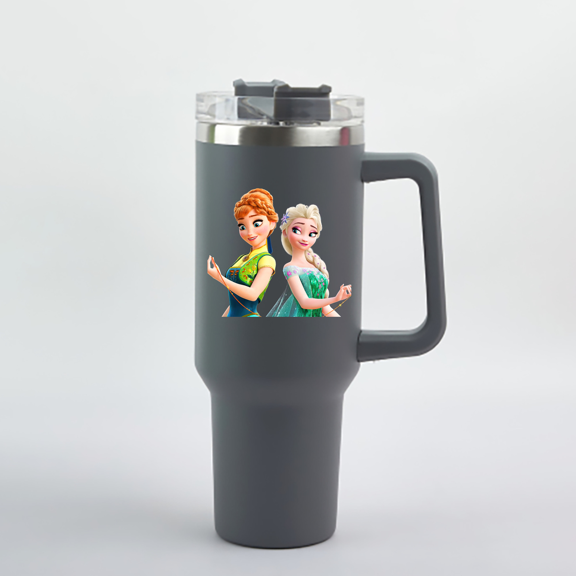 （画像用） アナと雪の女王 アンナ エルサ Frozen Anna Elsa 1200mL車用タンブラー - クリスタルステッカー（プラスチックストロー付き）