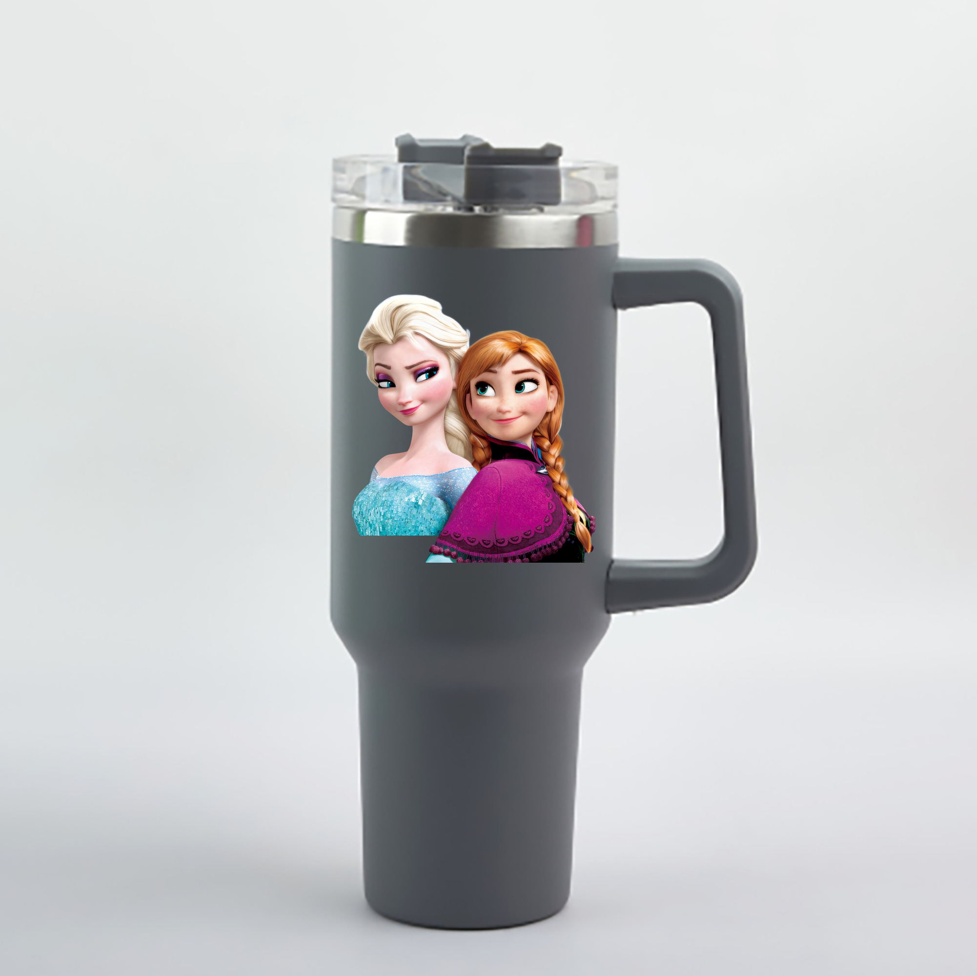 （画像用） アナと雪の女王 アンナ エルサ Frozen Anna Elsa 1200mL車用タンブラー - クリスタルステッカー（プラスチックストロー付き）