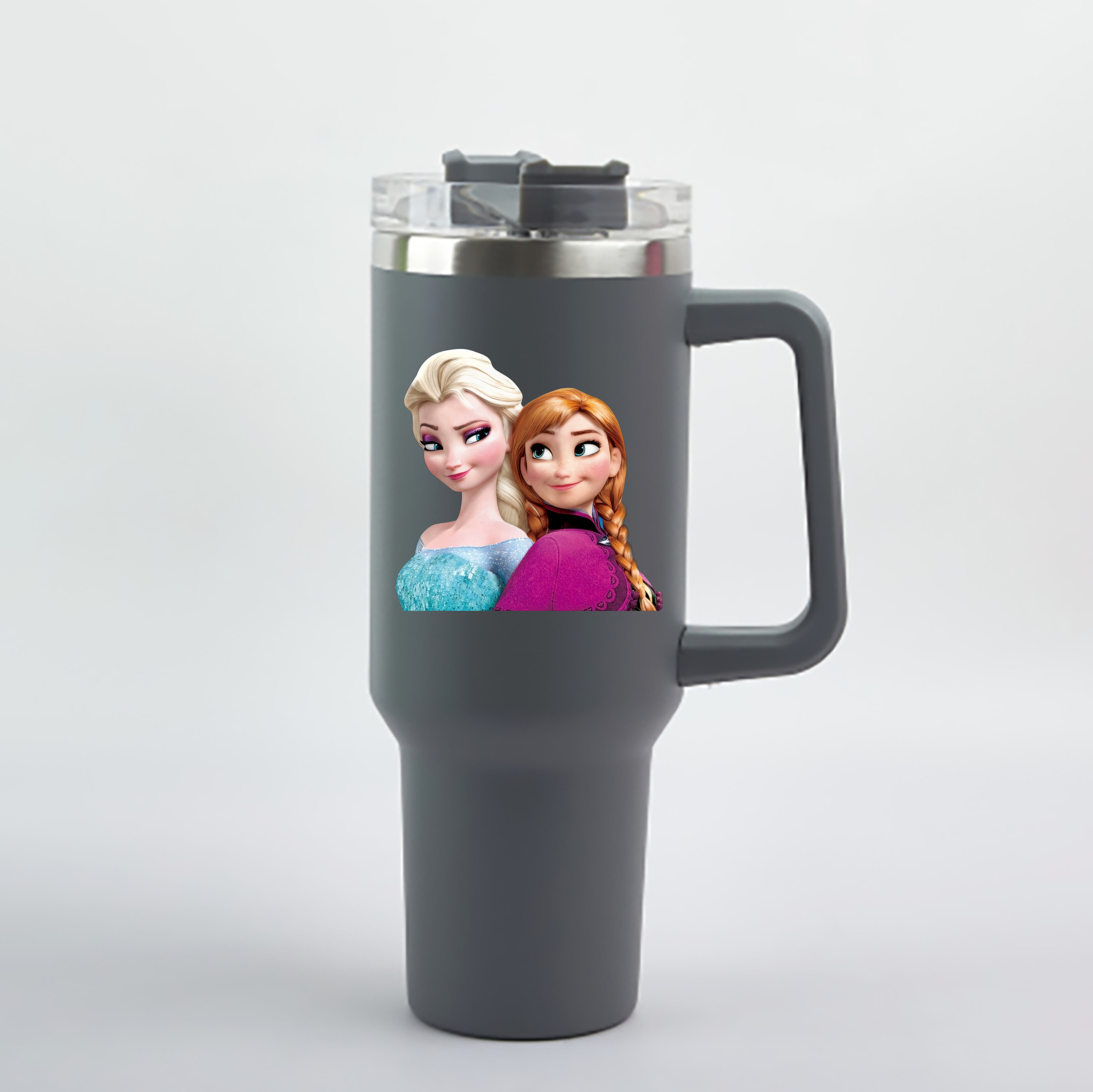 （画像用） アナと雪の女王 アンナ エルサ Frozen Anna Elsa 1200mL車用タンブラー - クリスタルステッカー（プラスチックストロー付き）