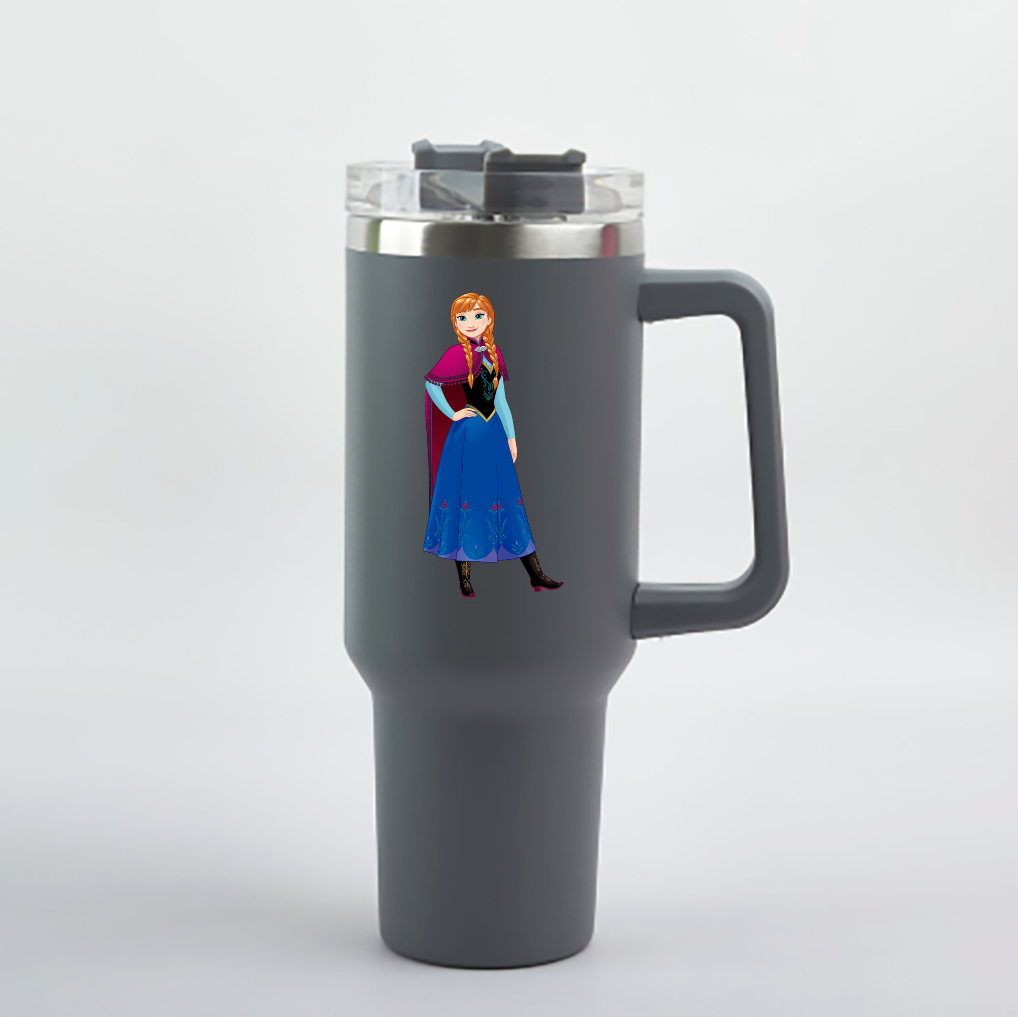（画像用） アナと雪の女王 アンナ エルサ Frozen Anna Elsa 1200mL車用タンブラー - クリスタルステッカー（プラスチックストロー付き）
