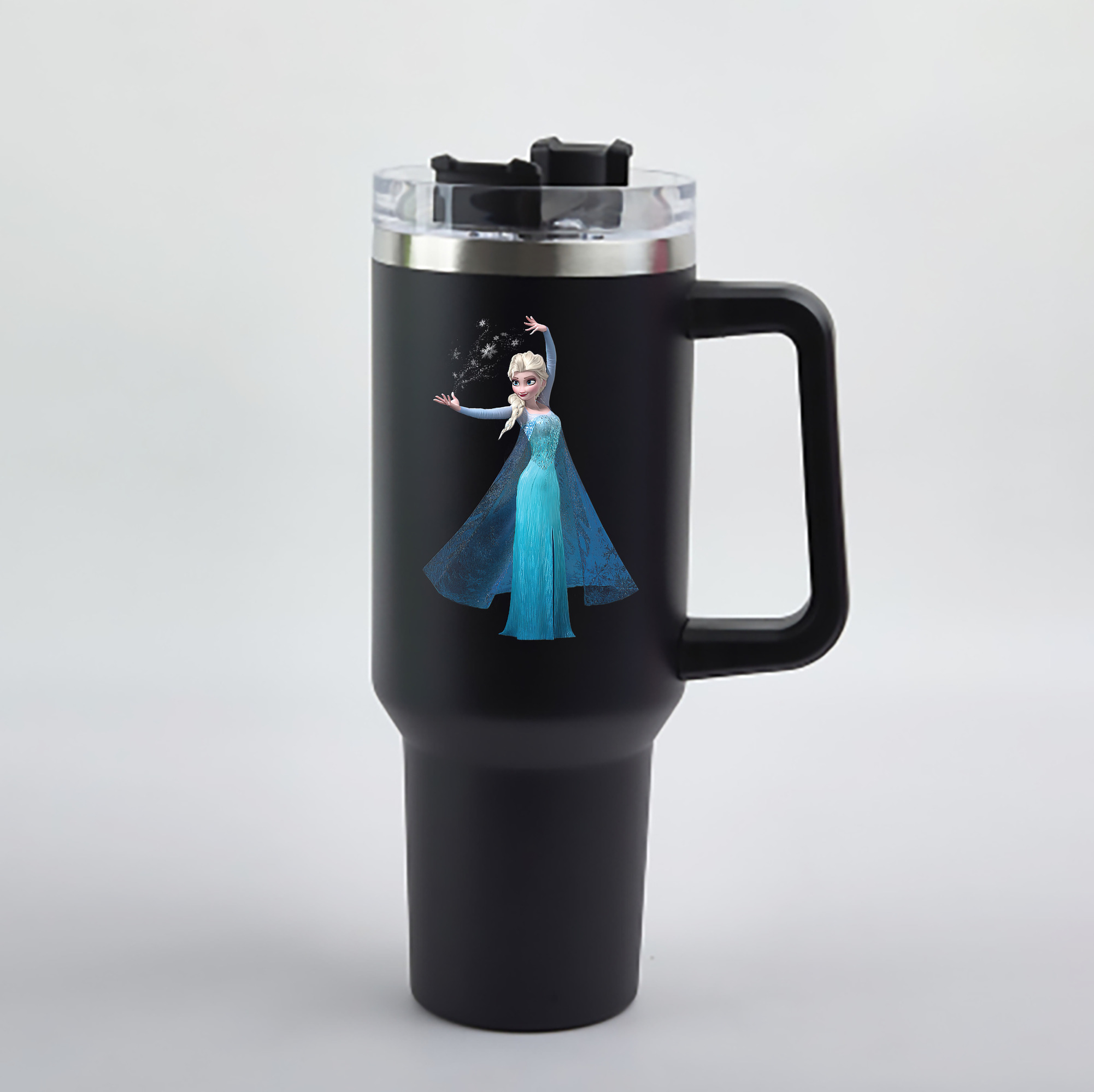 （画像用） アナと雪の女王 アンナ エルサ Frozen Anna Elsa 1200mL車用タンブラー - クリスタルステッカー（プラスチックストロー付き）