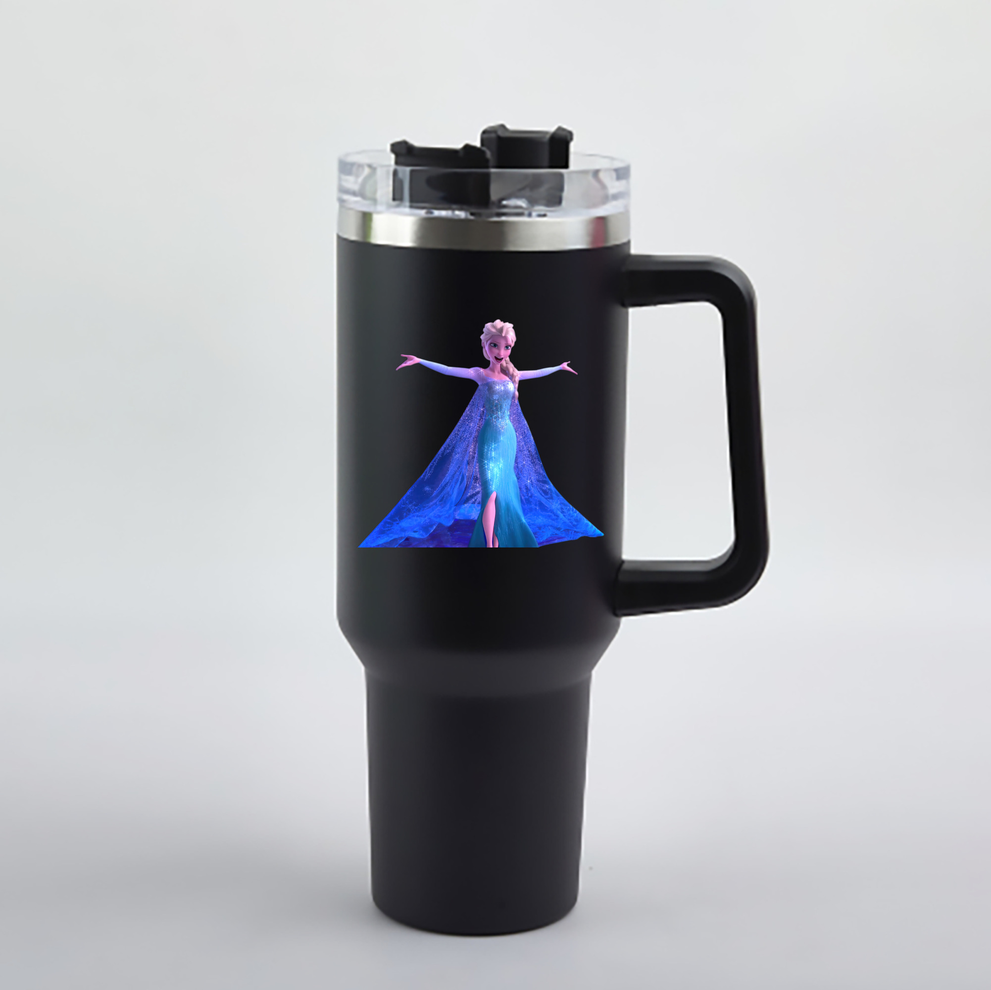 （画像用） アナと雪の女王 アンナ エルサ Frozen Anna Elsa 1200mL車用タンブラー - クリスタルステッカー（プラスチックストロー付き）
