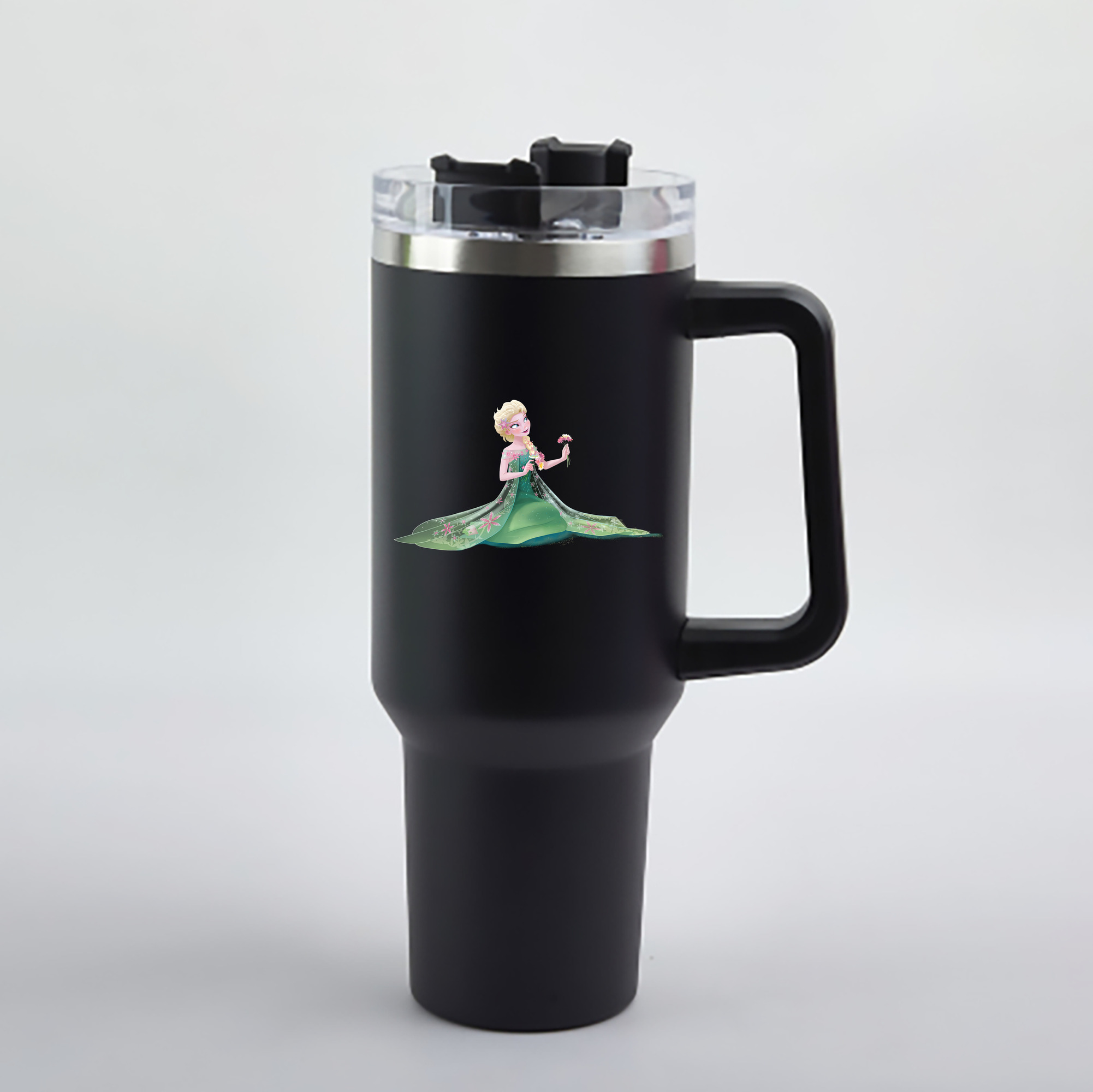 （画像用） アナと雪の女王 アンナ エルサ Frozen Anna Elsa 1200mL車用タンブラー - クリスタルステッカー（プラスチックストロー付き）