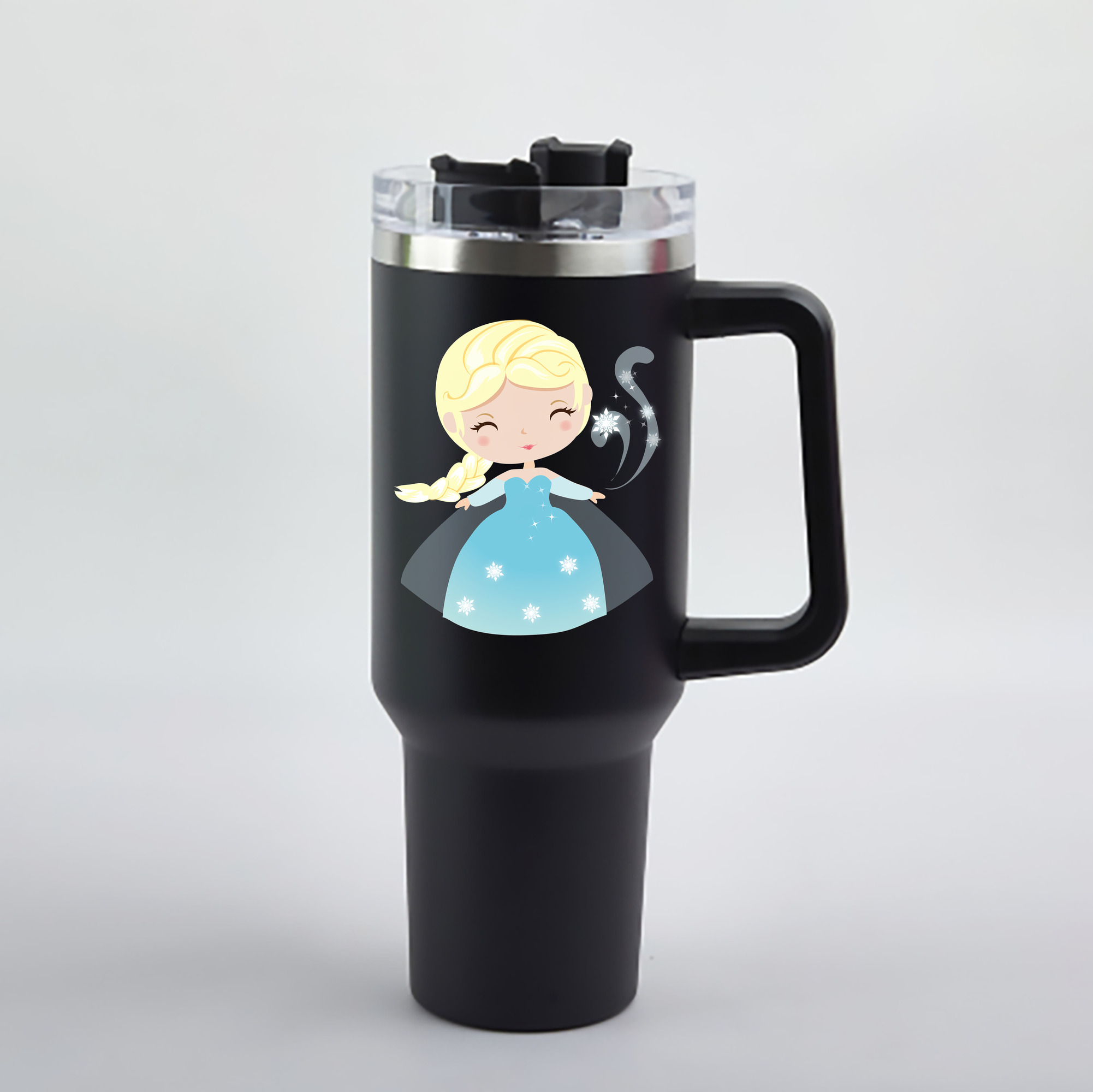 （画像用） アナと雪の女王 アンナ エルサ Frozen Anna Elsa 1200mL車用タンブラー - クリスタルステッカー（プラスチックストロー付き）