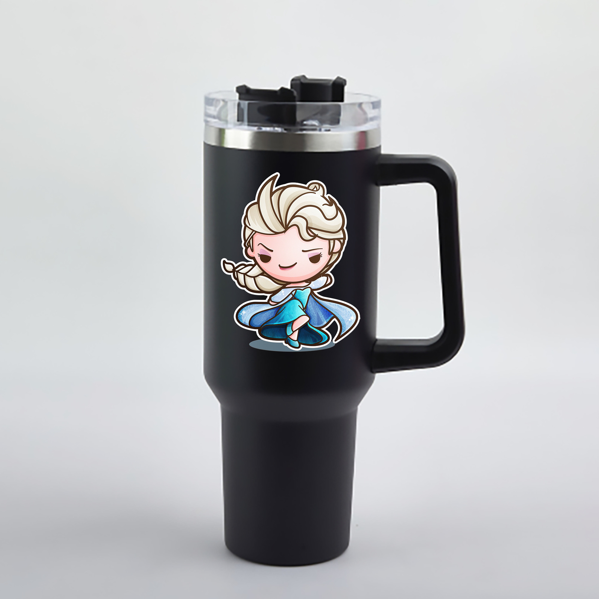 （画像用） アナと雪の女王 アンナ エルサ Frozen Anna Elsa 1200mL車用タンブラー - クリスタルステッカー（プラスチックストロー付き）