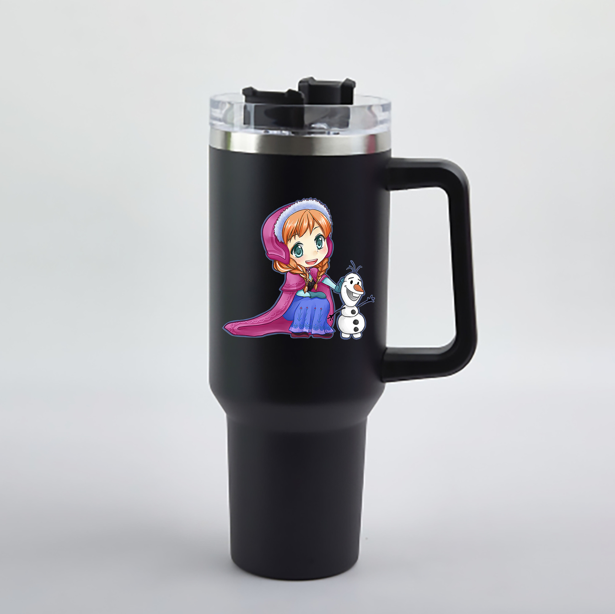 （画像用） アナと雪の女王 アンナ エルサ Frozen Anna Elsa 1200mL車用タンブラー - クリスタルステッカー（プラスチックストロー付き）