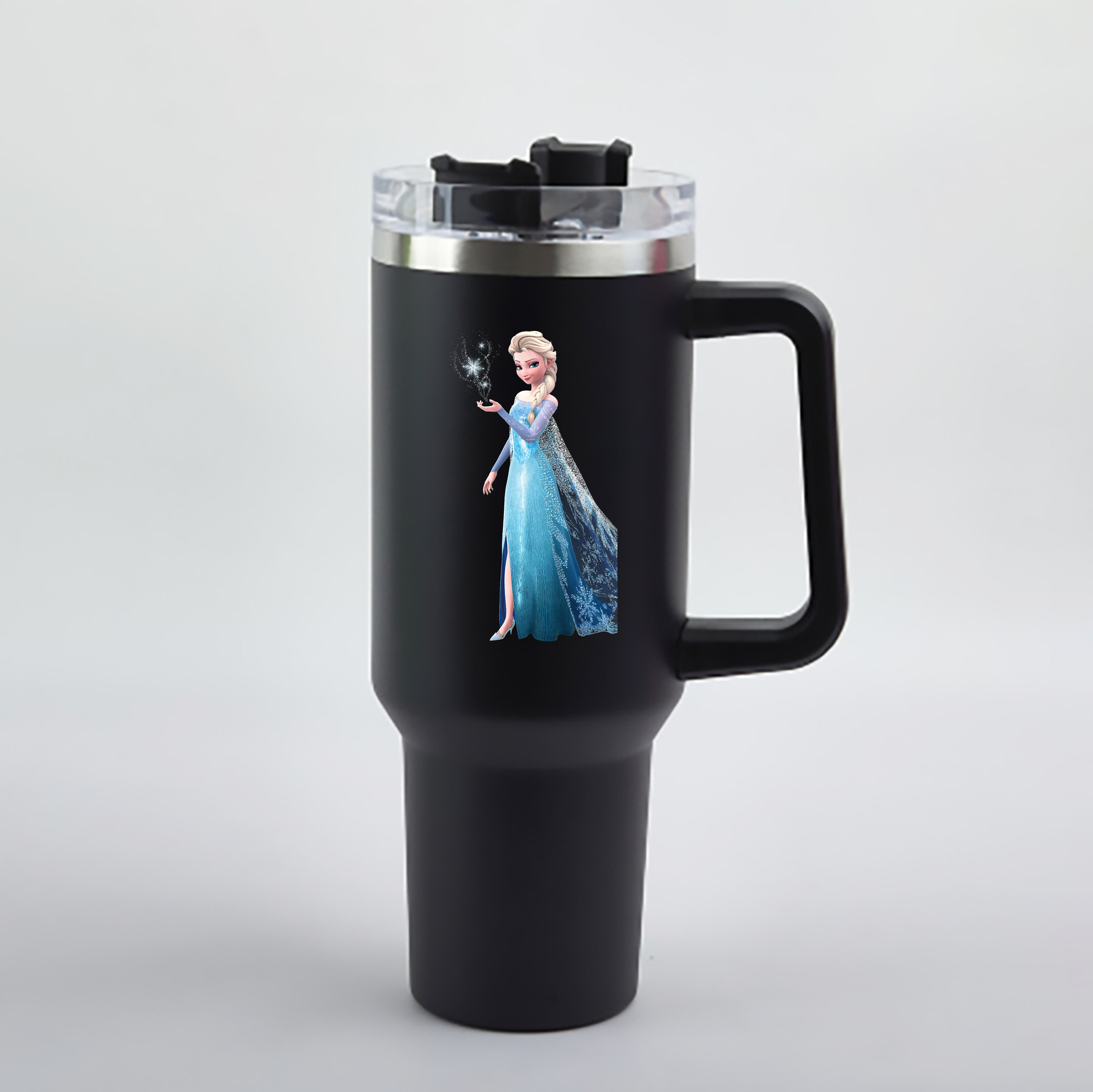 （画像用） アナと雪の女王 アンナ エルサ Frozen Anna Elsa 1200mL車用タンブラー - クリスタルステッカー（プラスチックストロー付き）