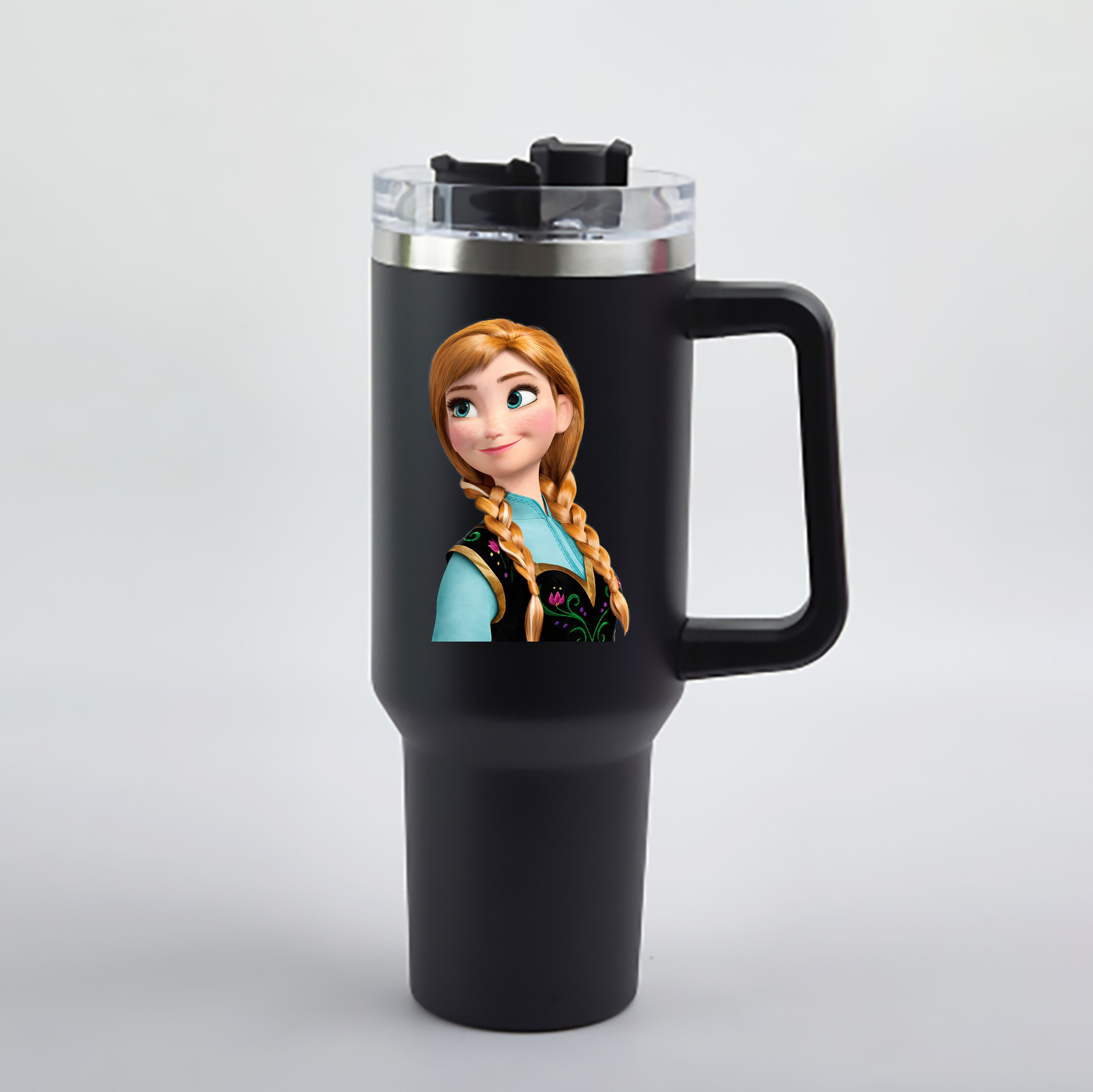 （画像用） アナと雪の女王 アンナ エルサ Frozen Anna Elsa 1200mL車用タンブラー - クリスタルステッカー（プラスチックストロー付き）