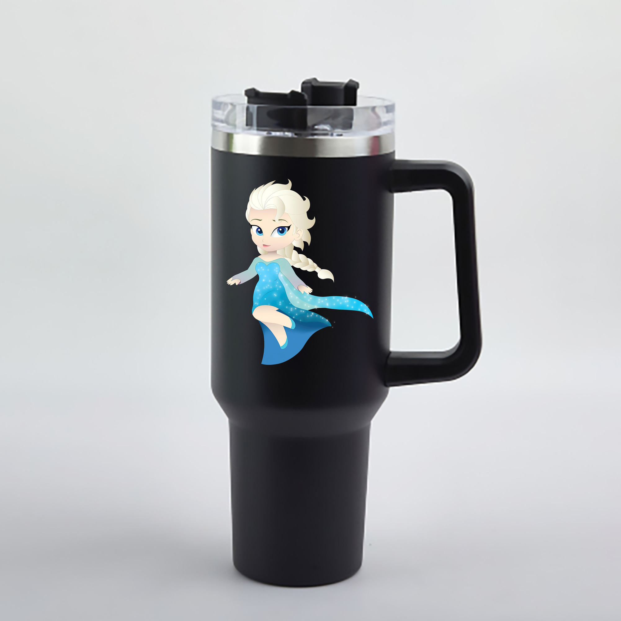 （画像用） アナと雪の女王 アンナ エルサ Frozen Anna Elsa 1200mL車用タンブラー - クリスタルステッカー（プラスチックストロー付き）
