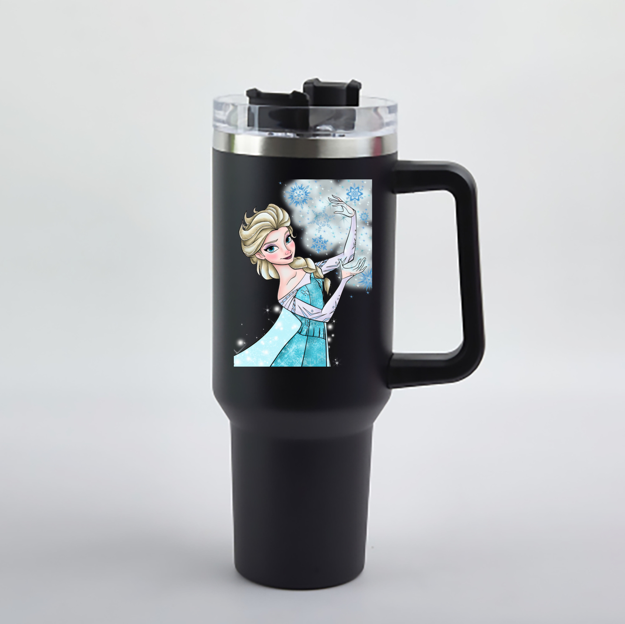（画像用） アナと雪の女王 アンナ エルサ Frozen Anna Elsa 1200mL車用タンブラー - クリスタルステッカー（プラスチックストロー付き）