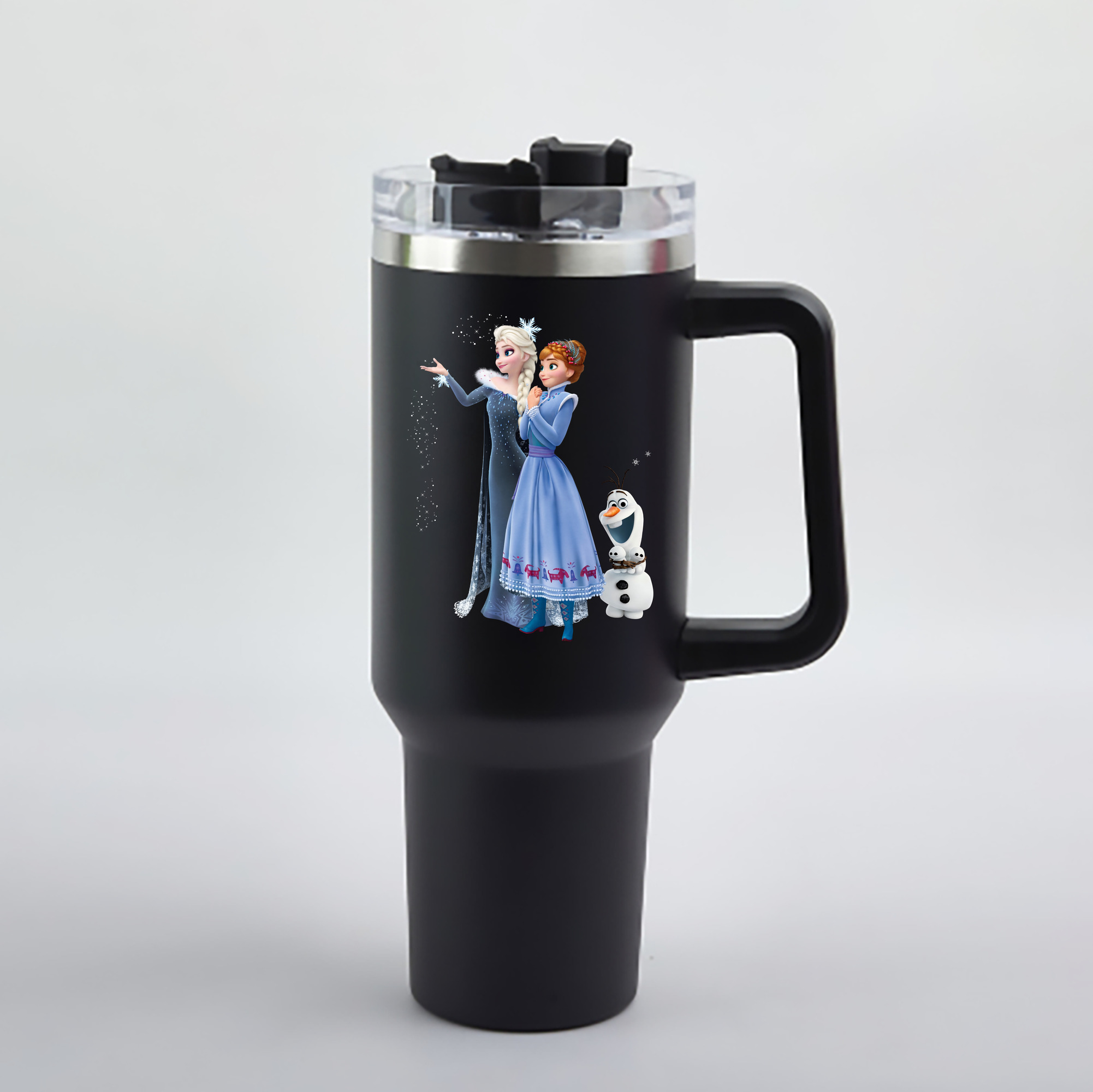 （画像用） アナと雪の女王 アンナ エルサ Frozen Anna Elsa 1200mL車用タンブラー - クリスタルステッカー（プラスチックストロー付き）