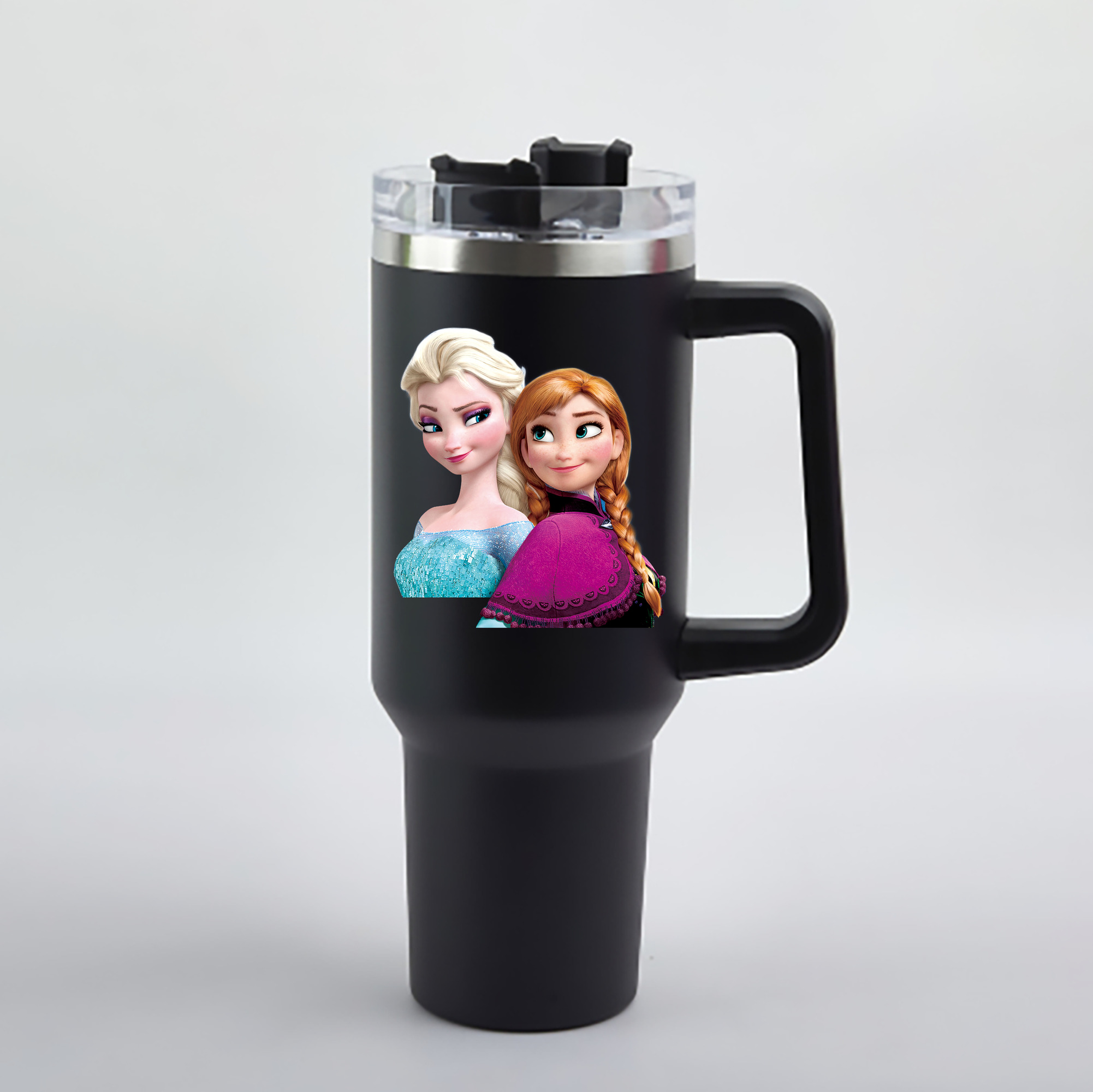 （画像用） アナと雪の女王 アンナ エルサ Frozen Anna Elsa 1200mL車用タンブラー - クリスタルステッカー（プラスチックストロー付き）