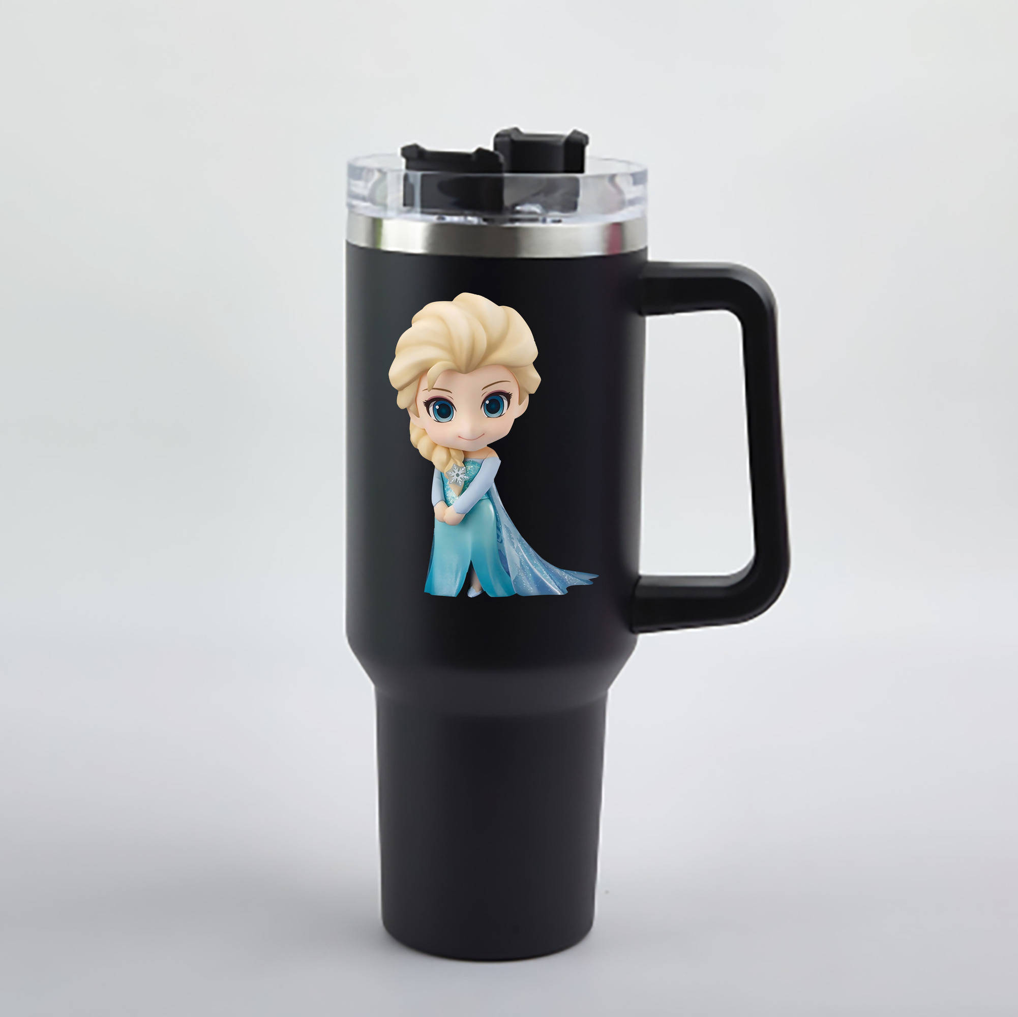 （画像用） アナと雪の女王 アンナ エルサ Frozen Anna Elsa 1200mL車用タンブラー - クリスタルステッカー（プラスチックストロー付き）