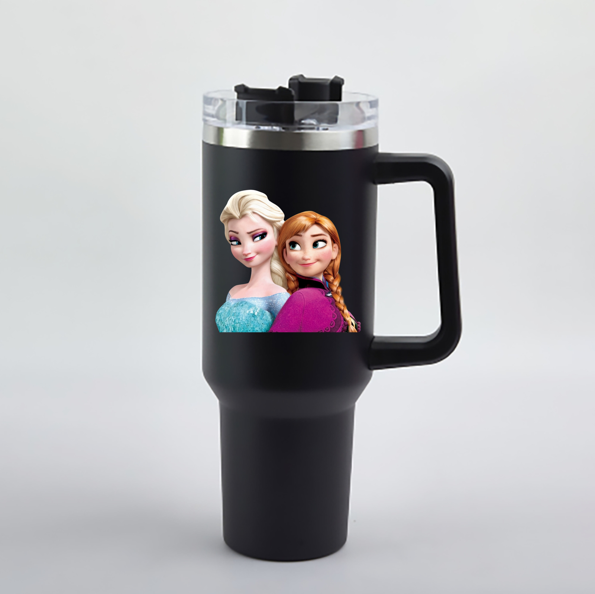 （画像用） アナと雪の女王 アンナ エルサ Frozen Anna Elsa 1200mL車用タンブラー - クリスタルステッカー（プラスチックストロー付き）