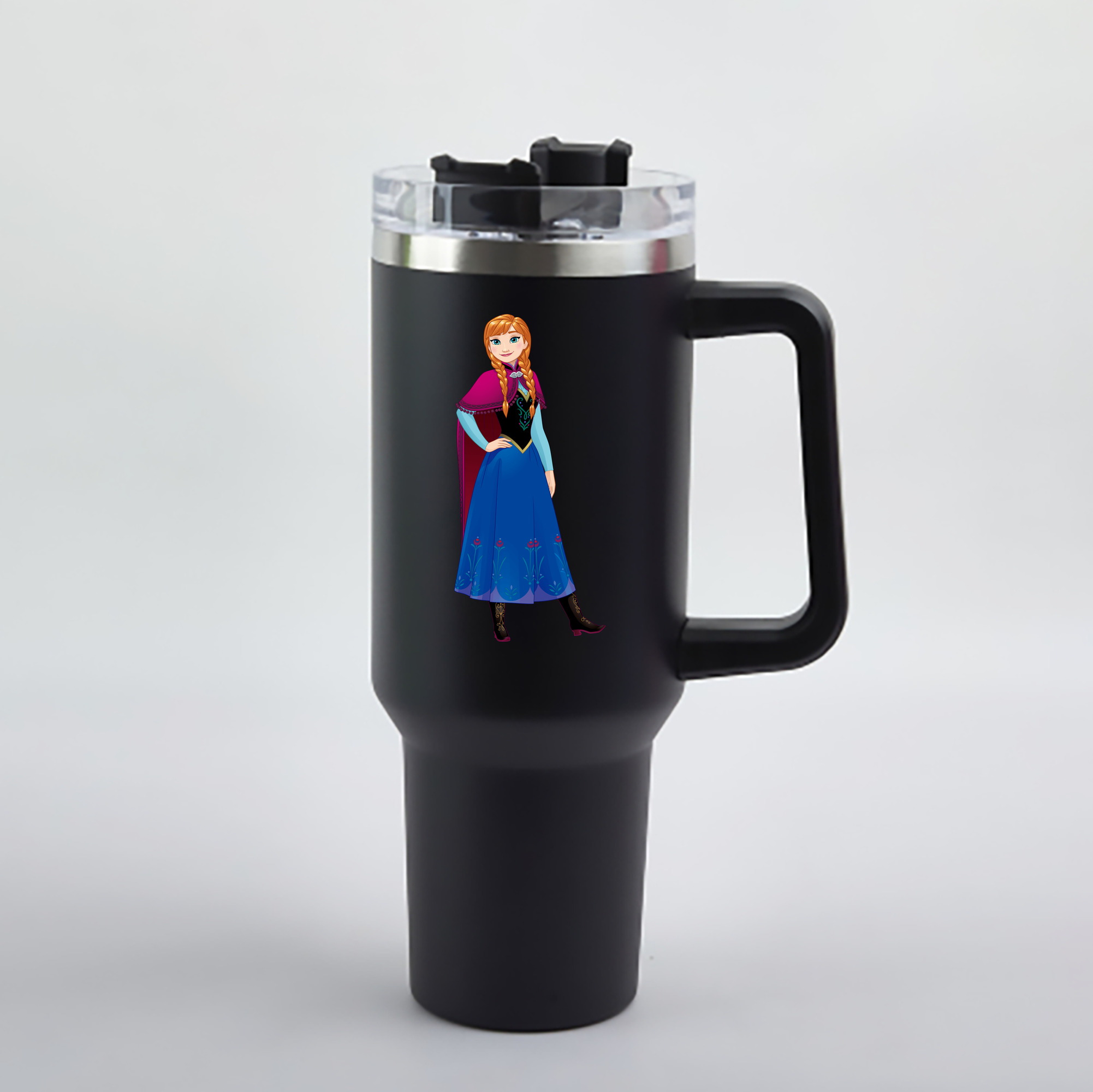 （画像用） アナと雪の女王 アンナ エルサ Frozen Anna Elsa 1200mL車用タンブラー - クリスタルステッカー（プラスチックストロー付き）