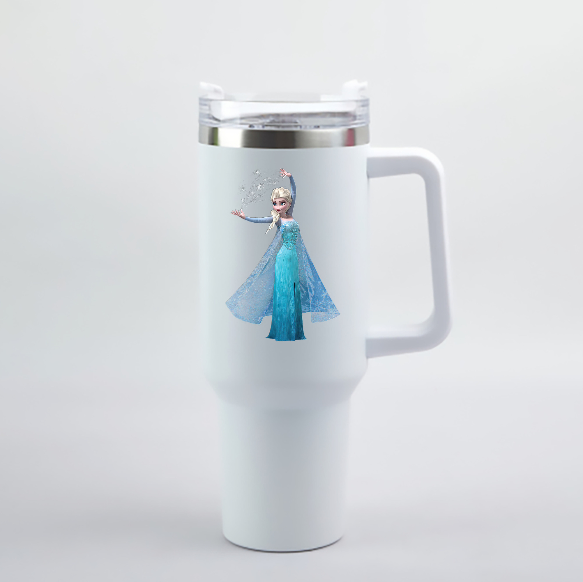 （画像用） アナと雪の女王 アンナ エルサ Frozen Anna Elsa 1200mL車用タンブラー - クリスタルステッカー（プラスチックストロー付き）