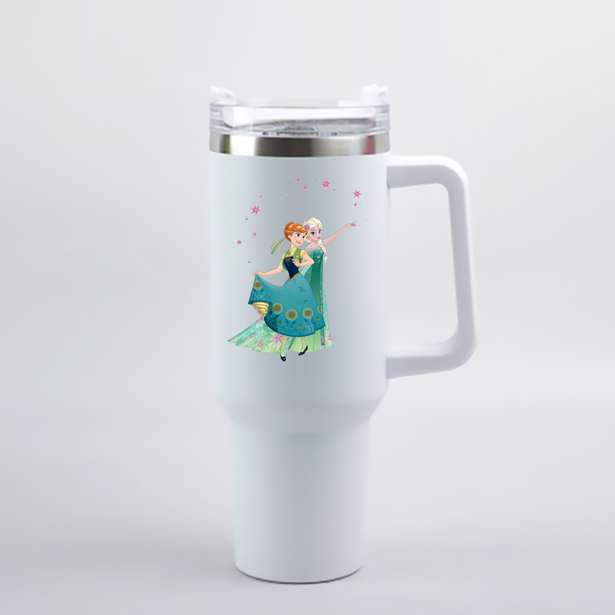 （画像用） アナと雪の女王 アンナ エルサ Frozen Anna Elsa 1200mL車用タンブラー - クリスタルステッカー（プラスチックストロー付き）
