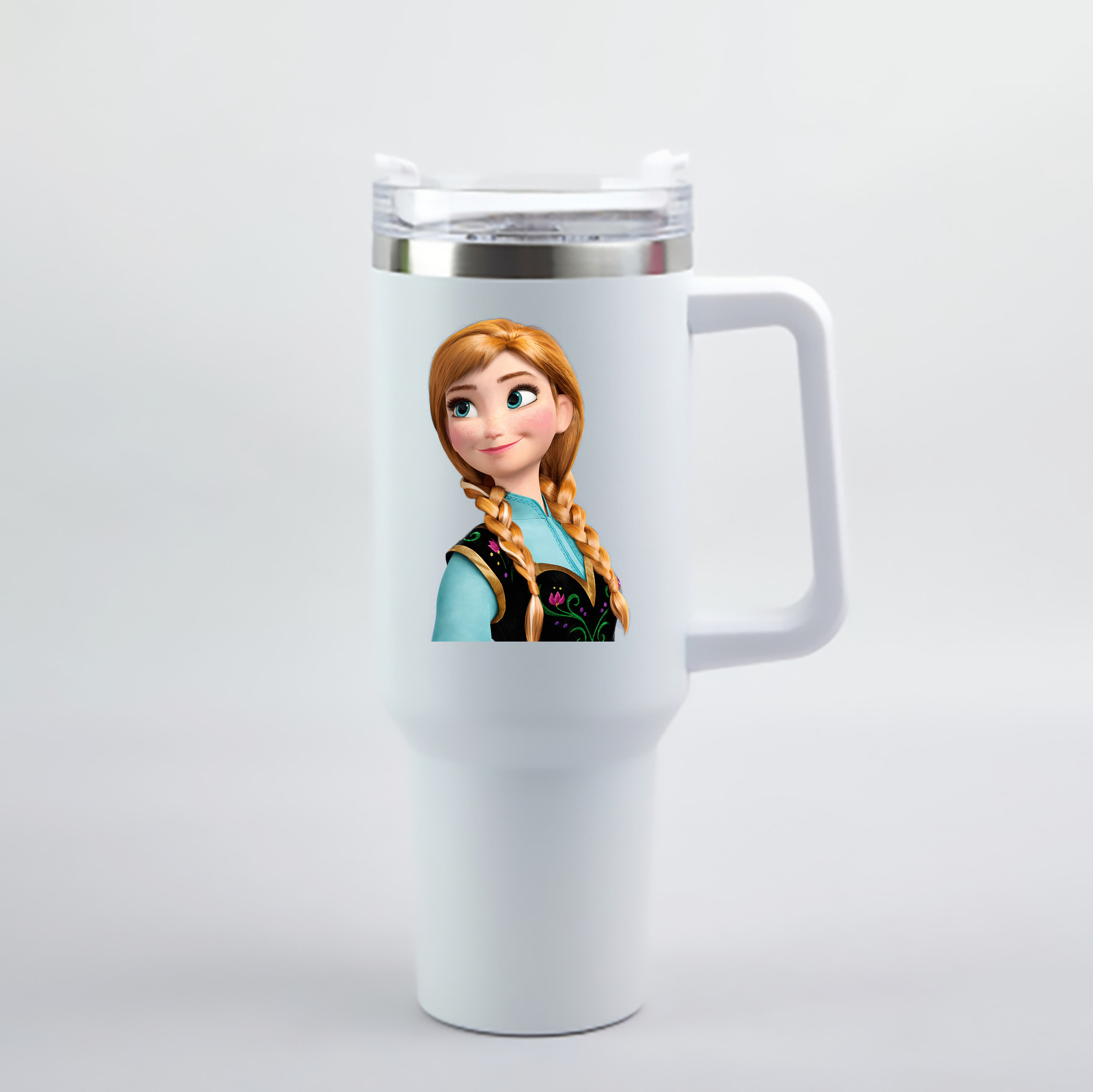 （画像用） アナと雪の女王 アンナ エルサ Frozen Anna Elsa 1200mL車用タンブラー - クリスタルステッカー（プラスチックストロー付き）